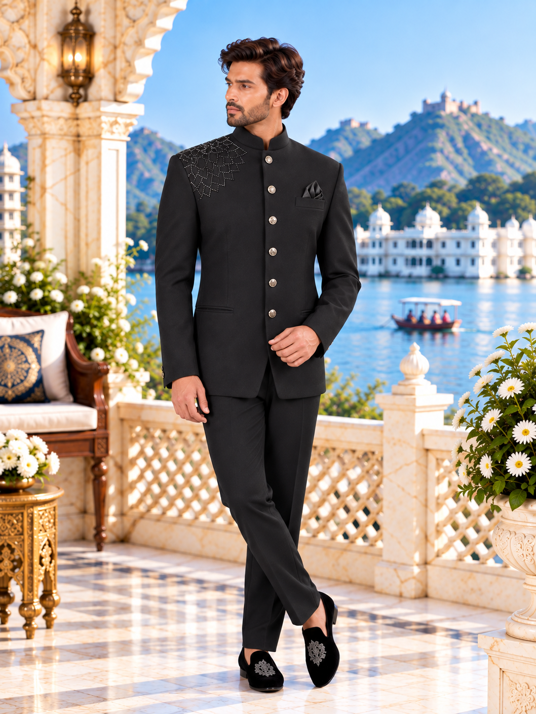Embroidered Black Jodhpuri Suit for Wedding – Custom Made | Indian Groom Outfit