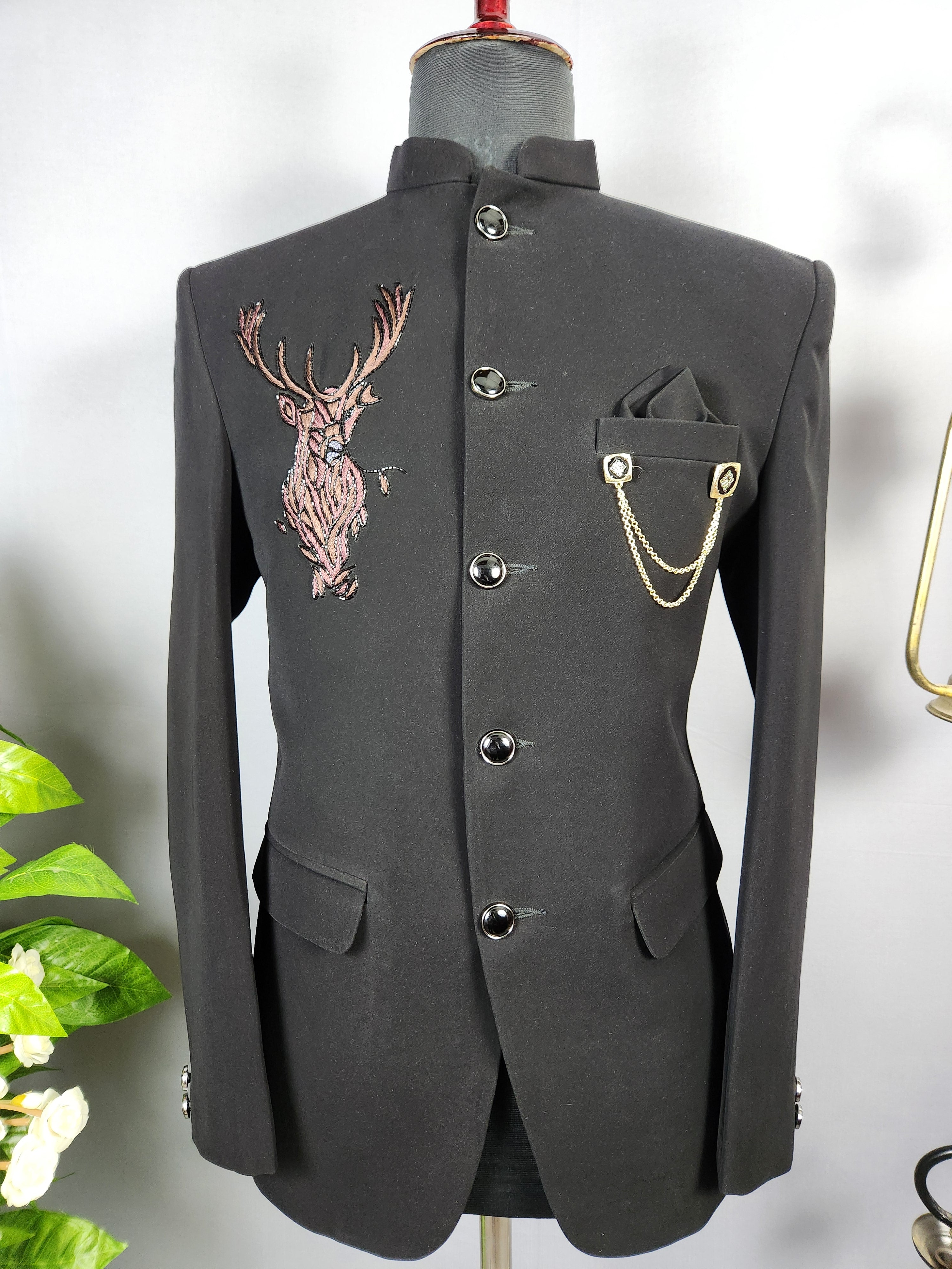 Black Jodhpuri Suit for Men  -   Indian Wedding Outfit for Men
