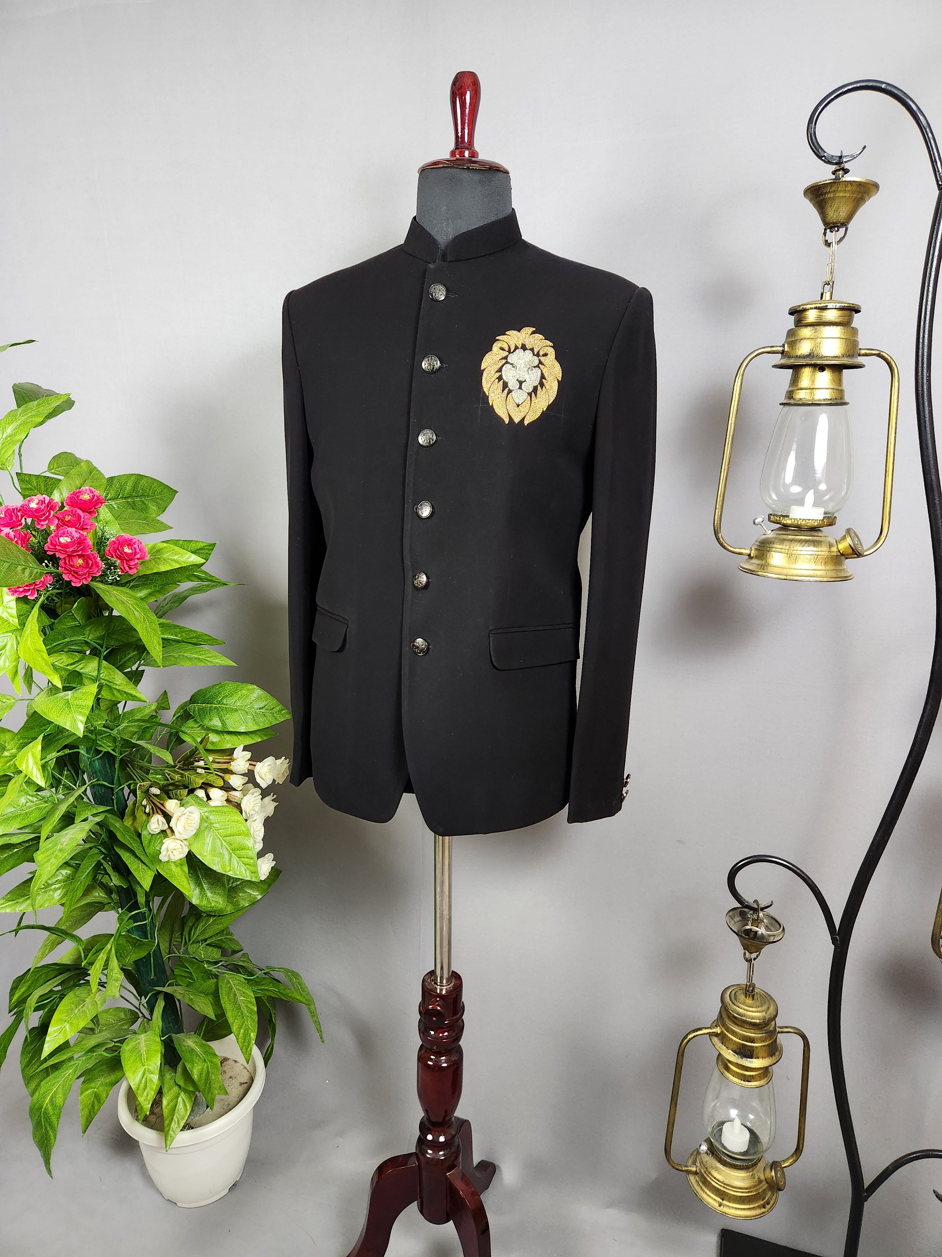 Handwork Black Jodhpuri Suit for Wedding – Custom Made | Indian Groom Outfit