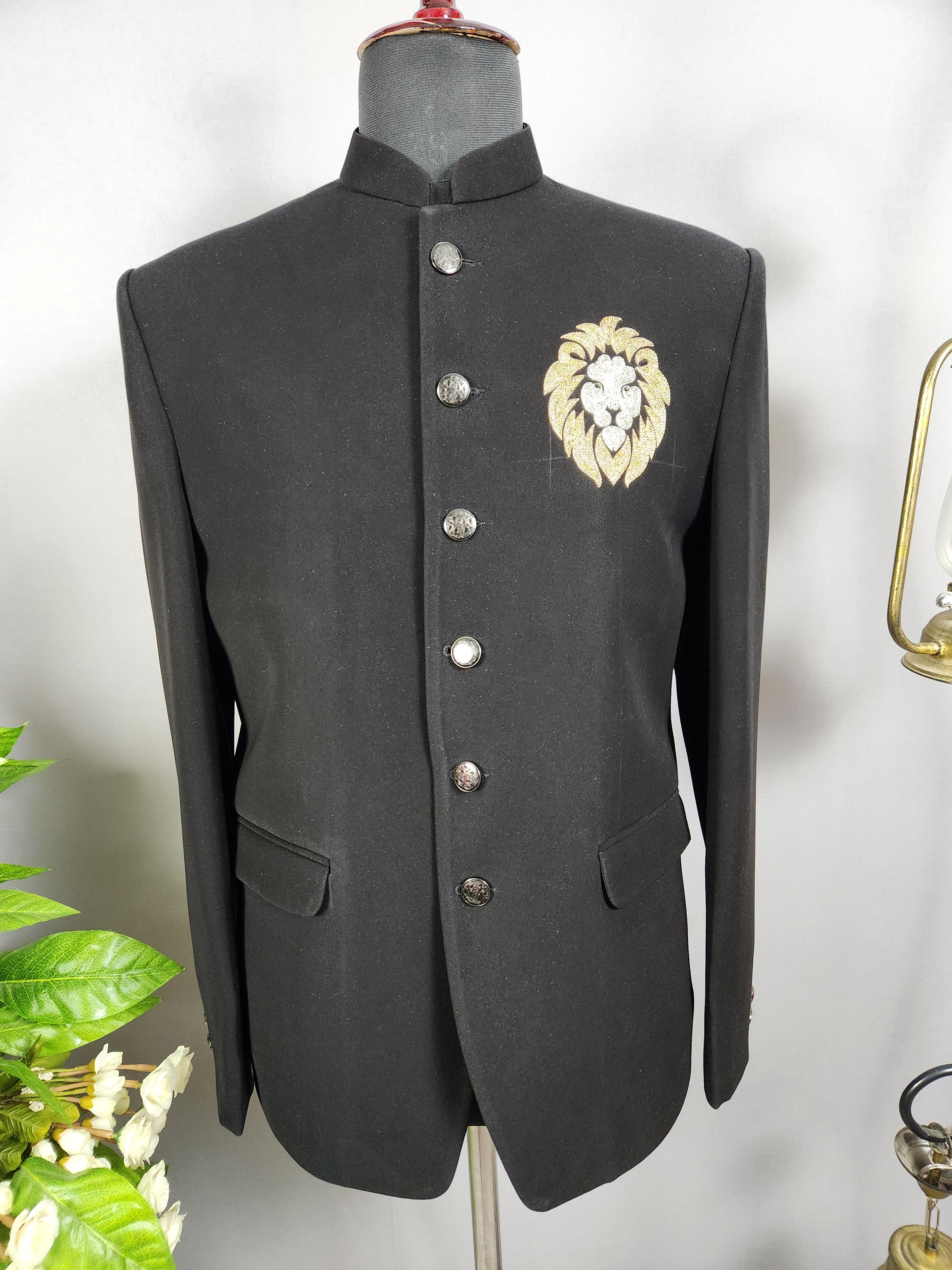 Handwork Black Jodhpuri Suit for Wedding – Custom Made | Indian Groom Outfit