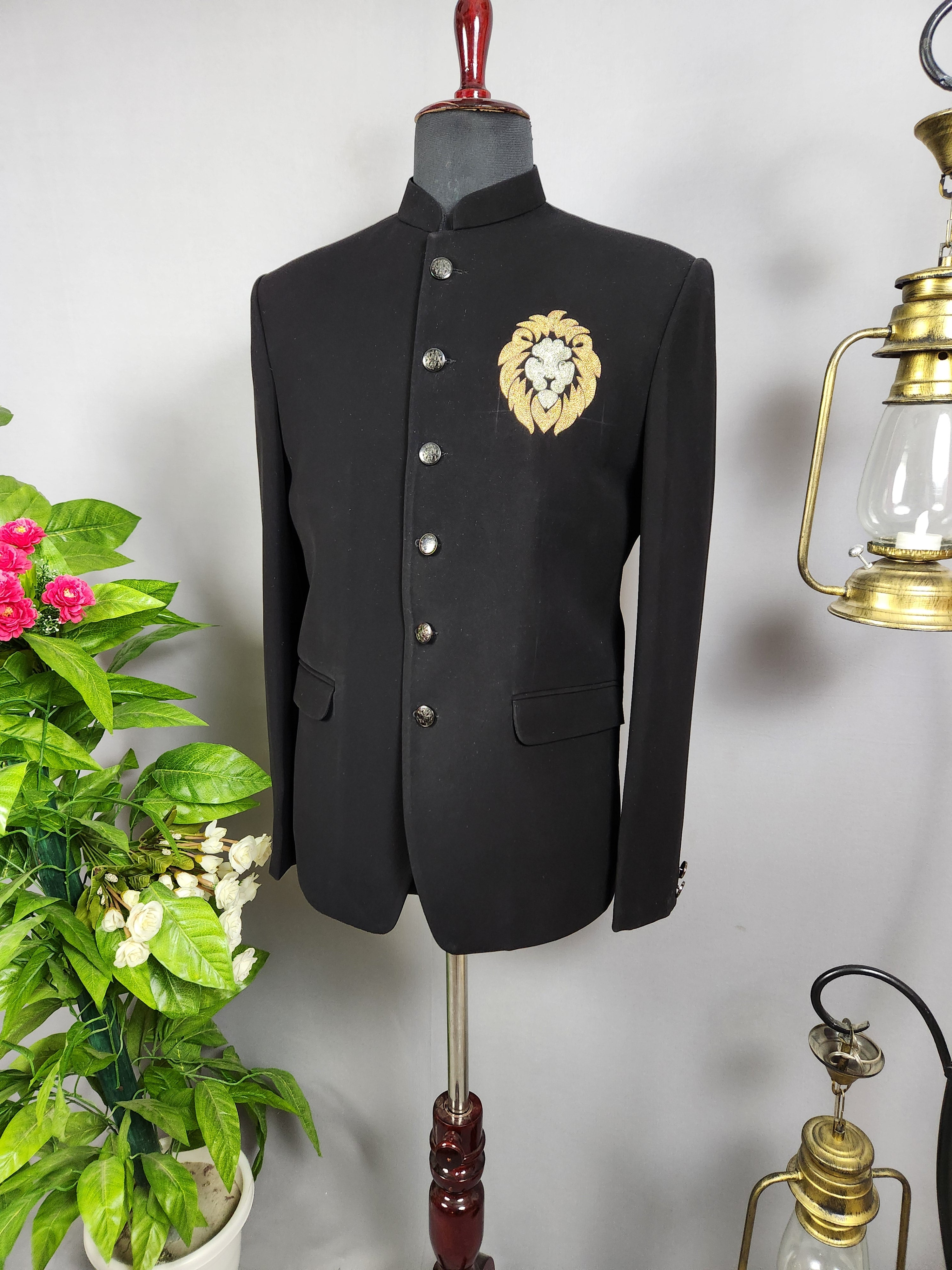 Handwork Black Jodhpuri Suit for Wedding – Custom Made | Indian Groom Outfit