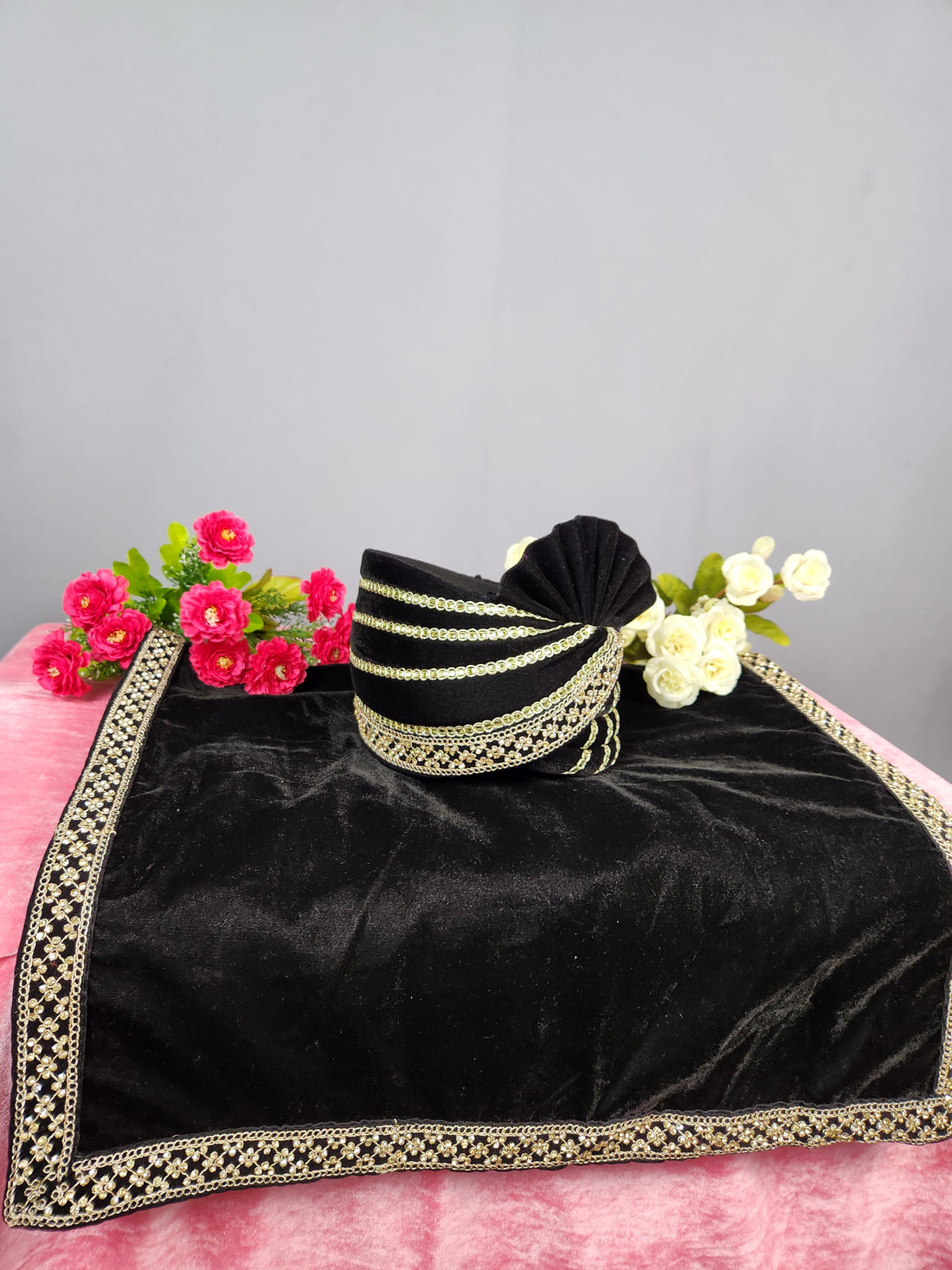 Groom Black Turban Turban Shawl Set 