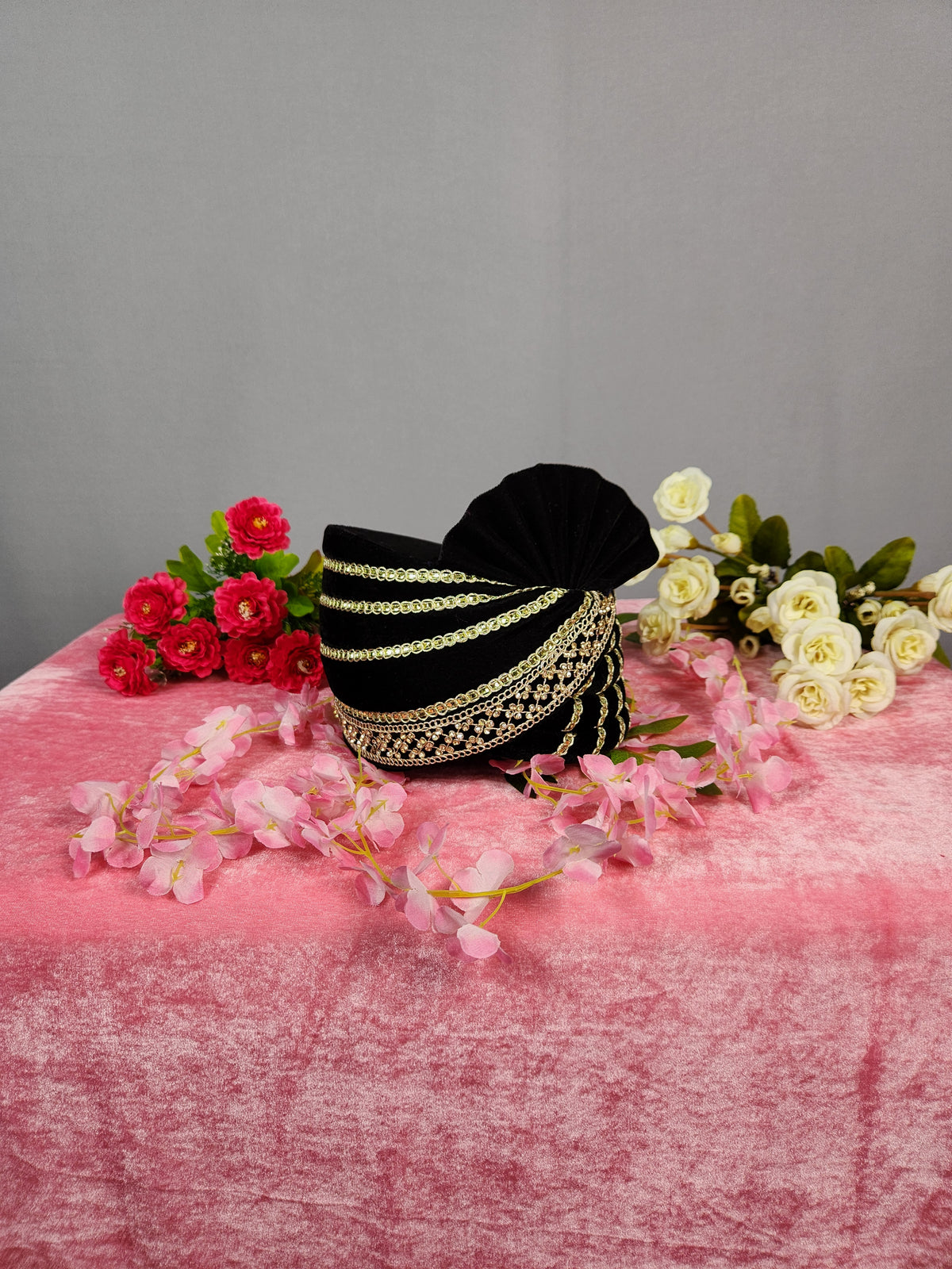 Black Groom Turban Velvet Fabric | Safa For Men