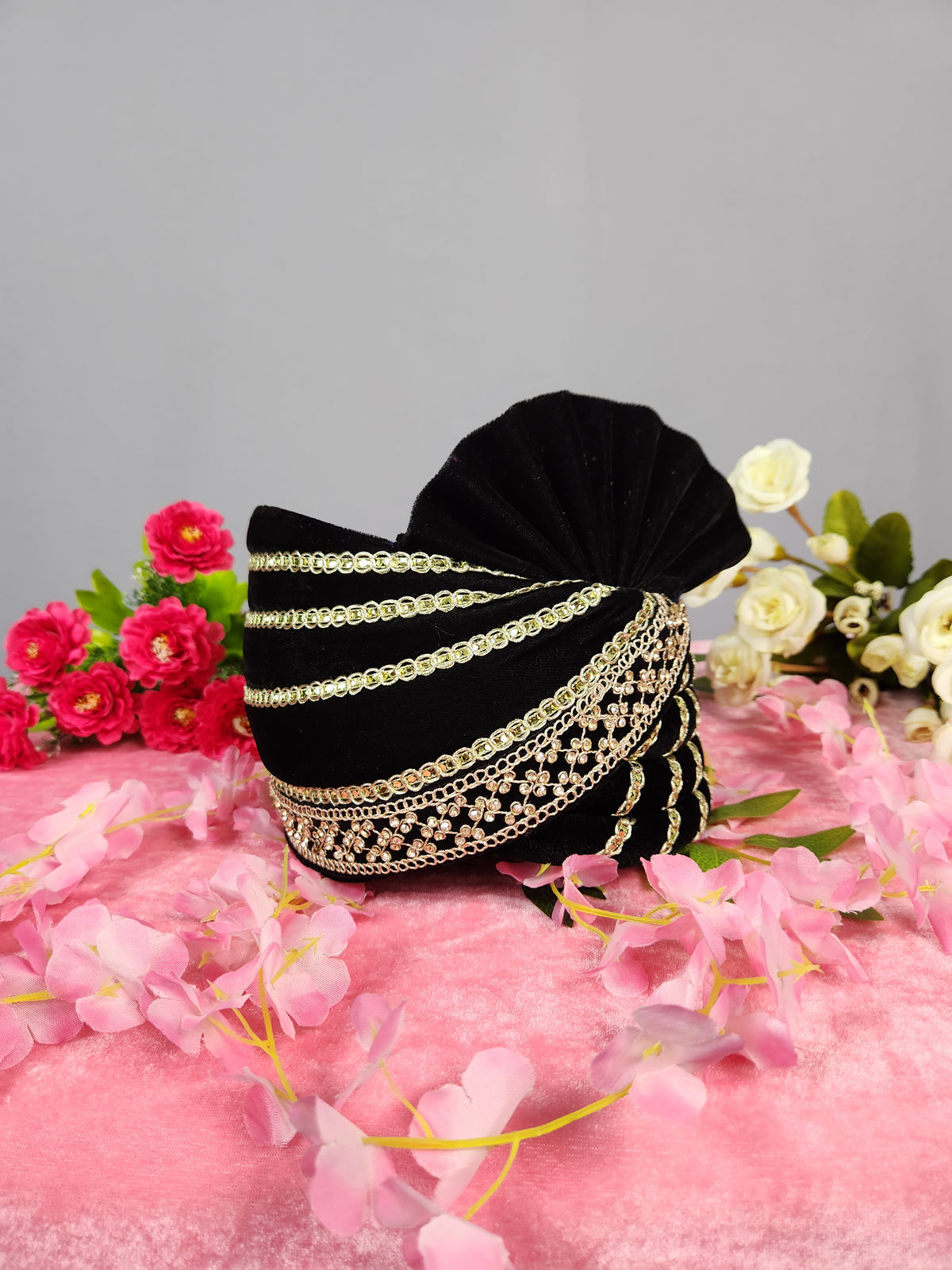 Black Groom Turban Velvet Fabric | Safa For Men