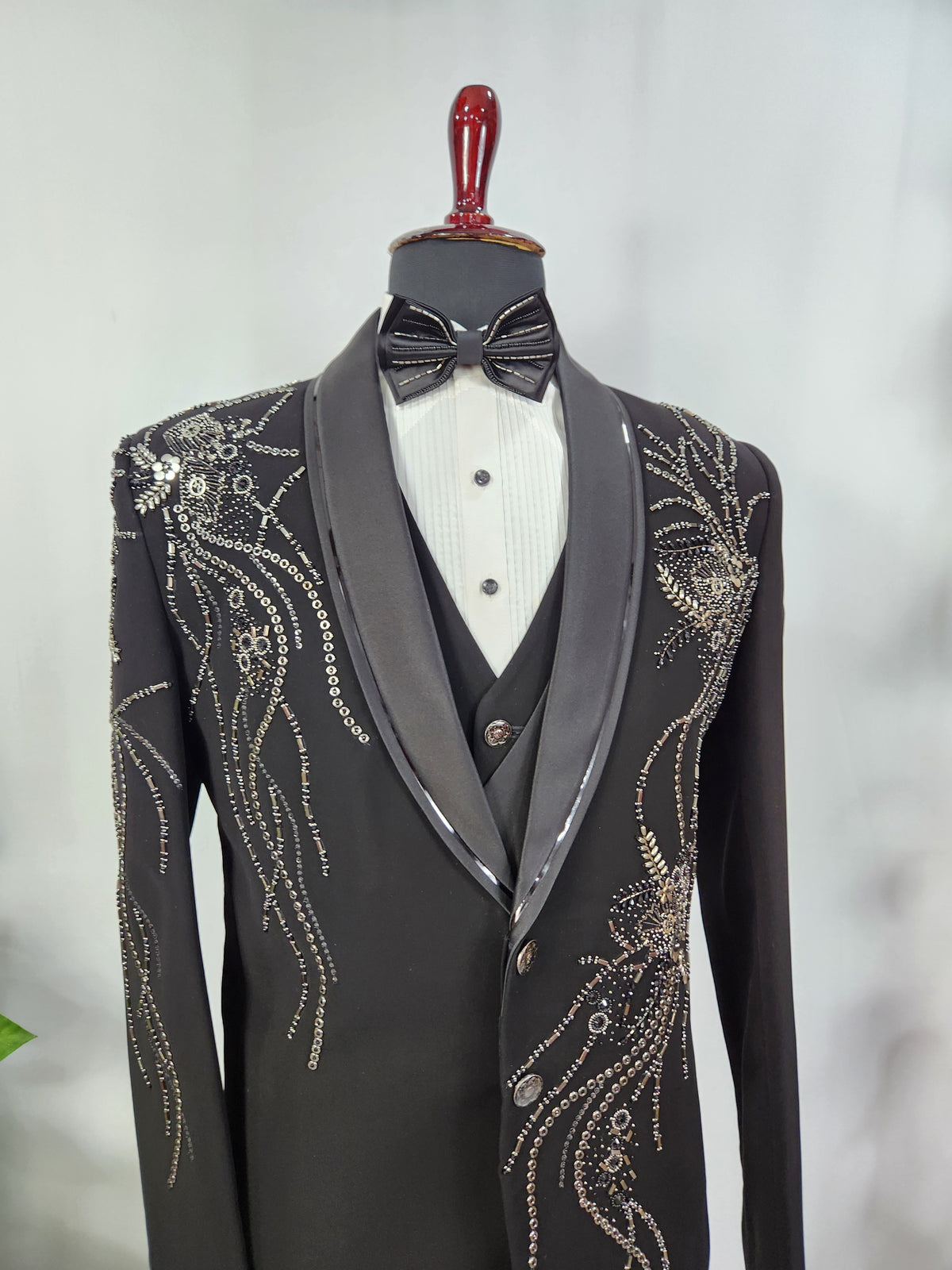 Men's Black Tuxedo Suit for Wedding | Indian Groom Reception Outfit
