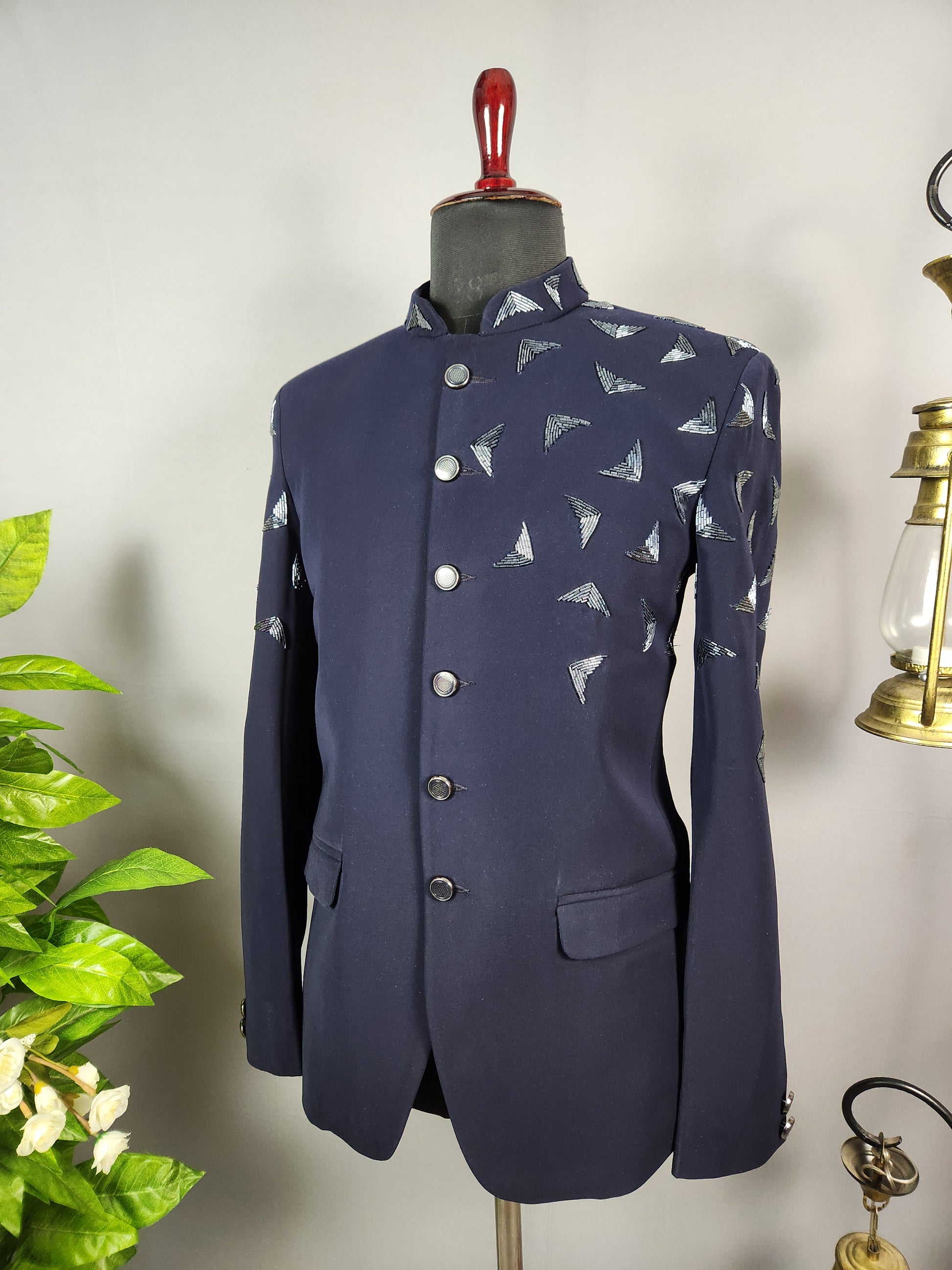 Blue Jodhpuri Suit for Men  -   Indian Wedding Outfit for Men
