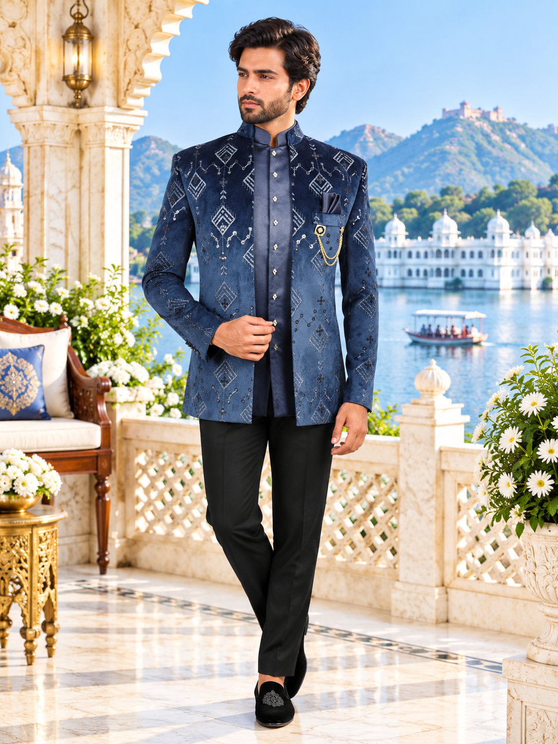 Blue Jodhpuri Suit for Wedding – Custom Made | Indian Groom Outfit
