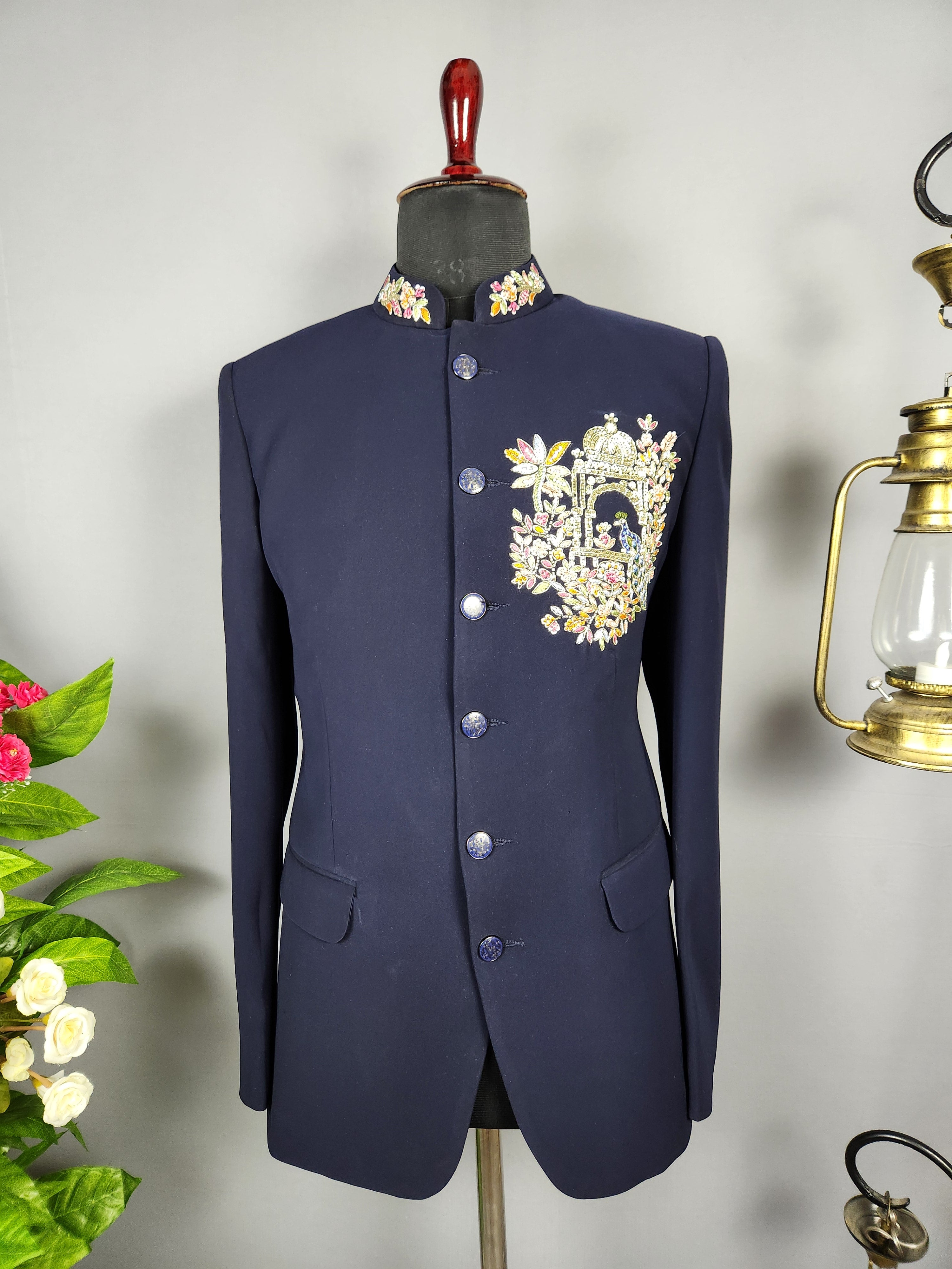 Blue Jodhpuri Suit for Men  -   Indian Wedding Outfit for Men
