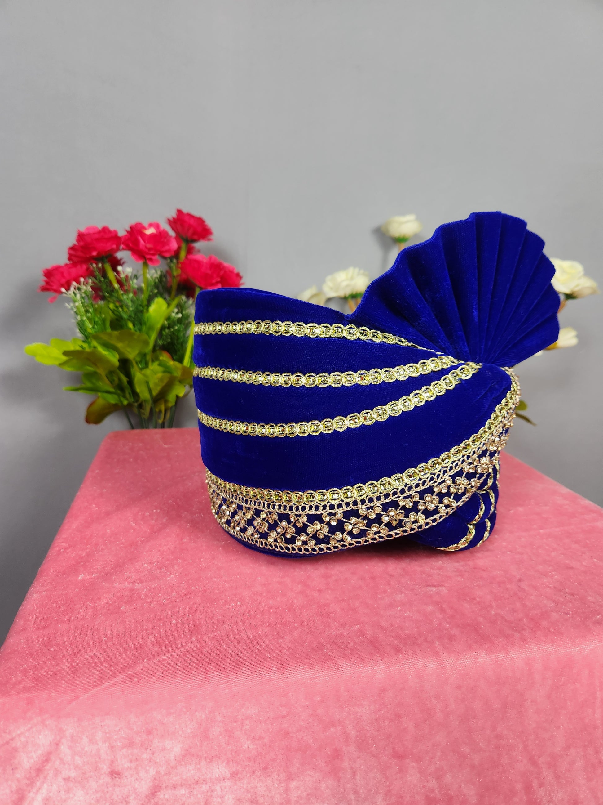 Blue Groom Turban Shawl Set 