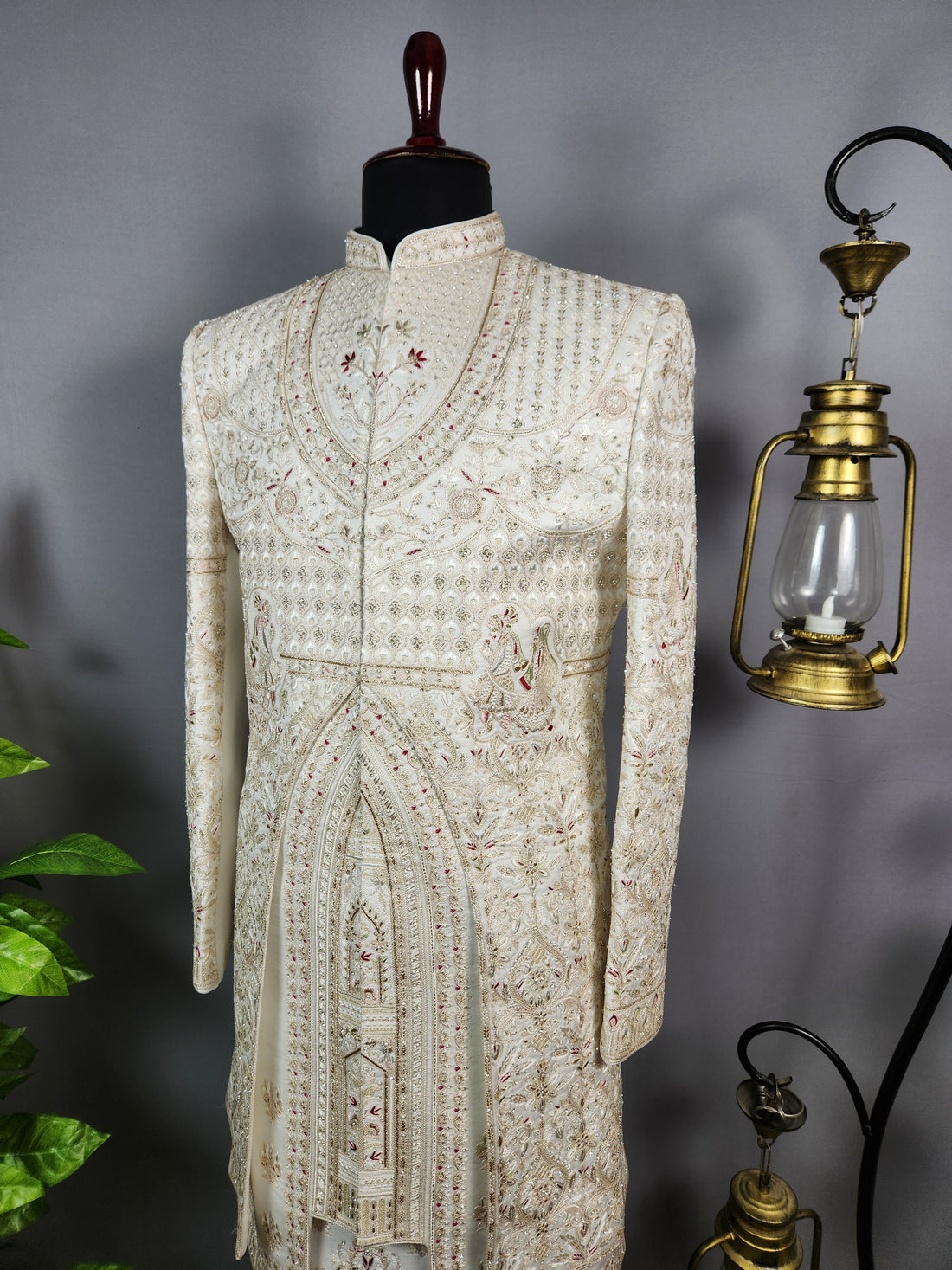 White Sherwani for Groom Bride & Groom Design -   Indian Wedding Outfit for Men
