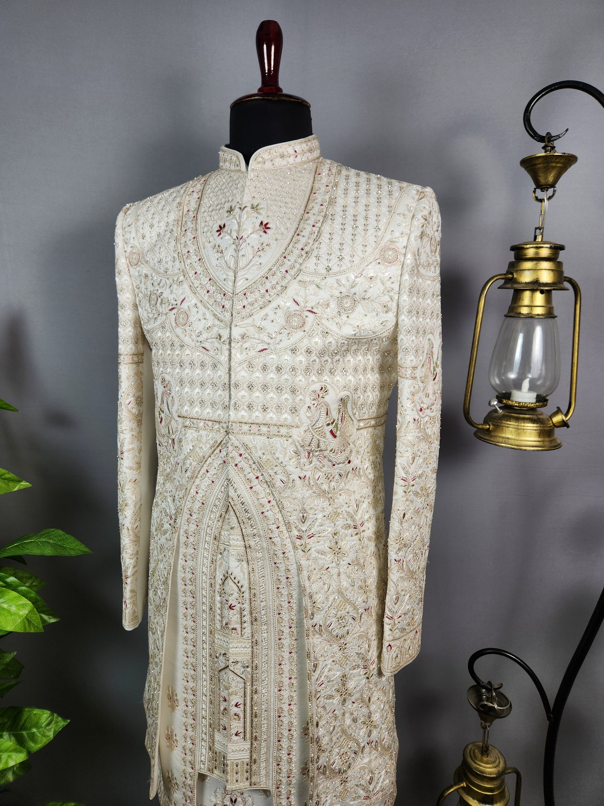 White Sherwani for Groom Bride & Groom Design -   Indian Wedding Outfit for Men
