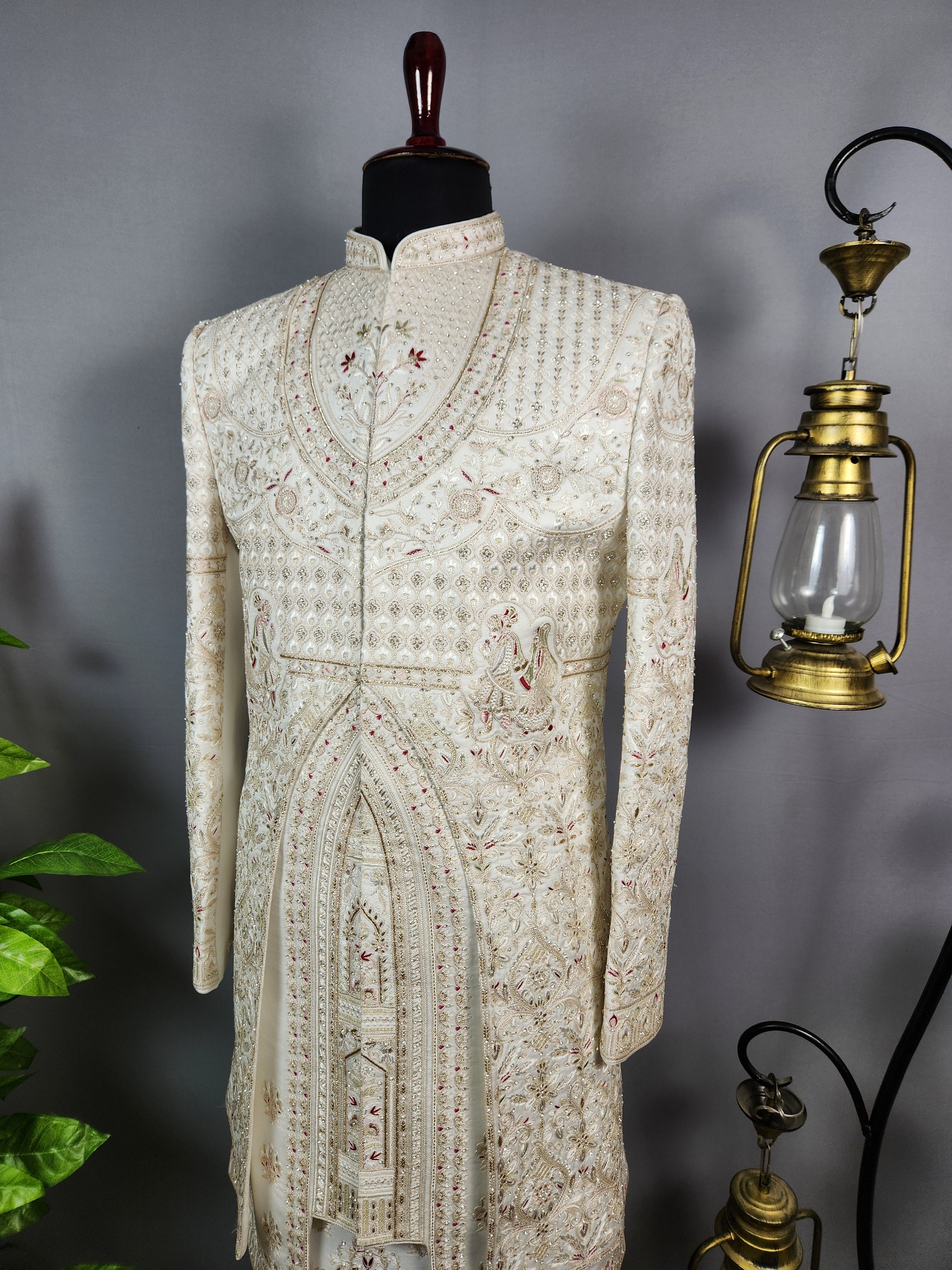 White Sherwani for Groom Bride & Groom Design -   Indian Wedding Outfit for Men
