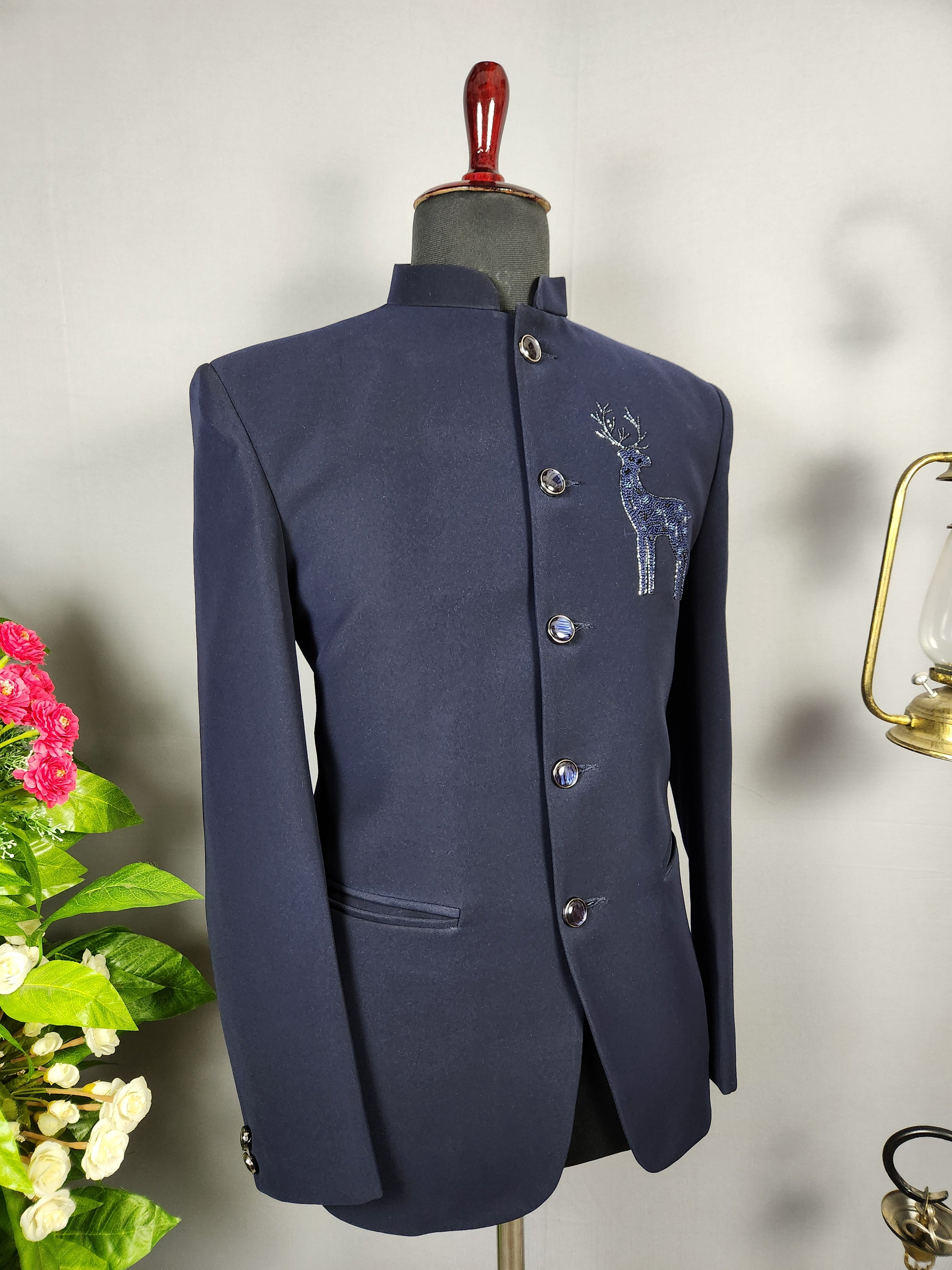 Blue Jodhpuri Suit for Men  -   Indian Wedding Outfit for Men
