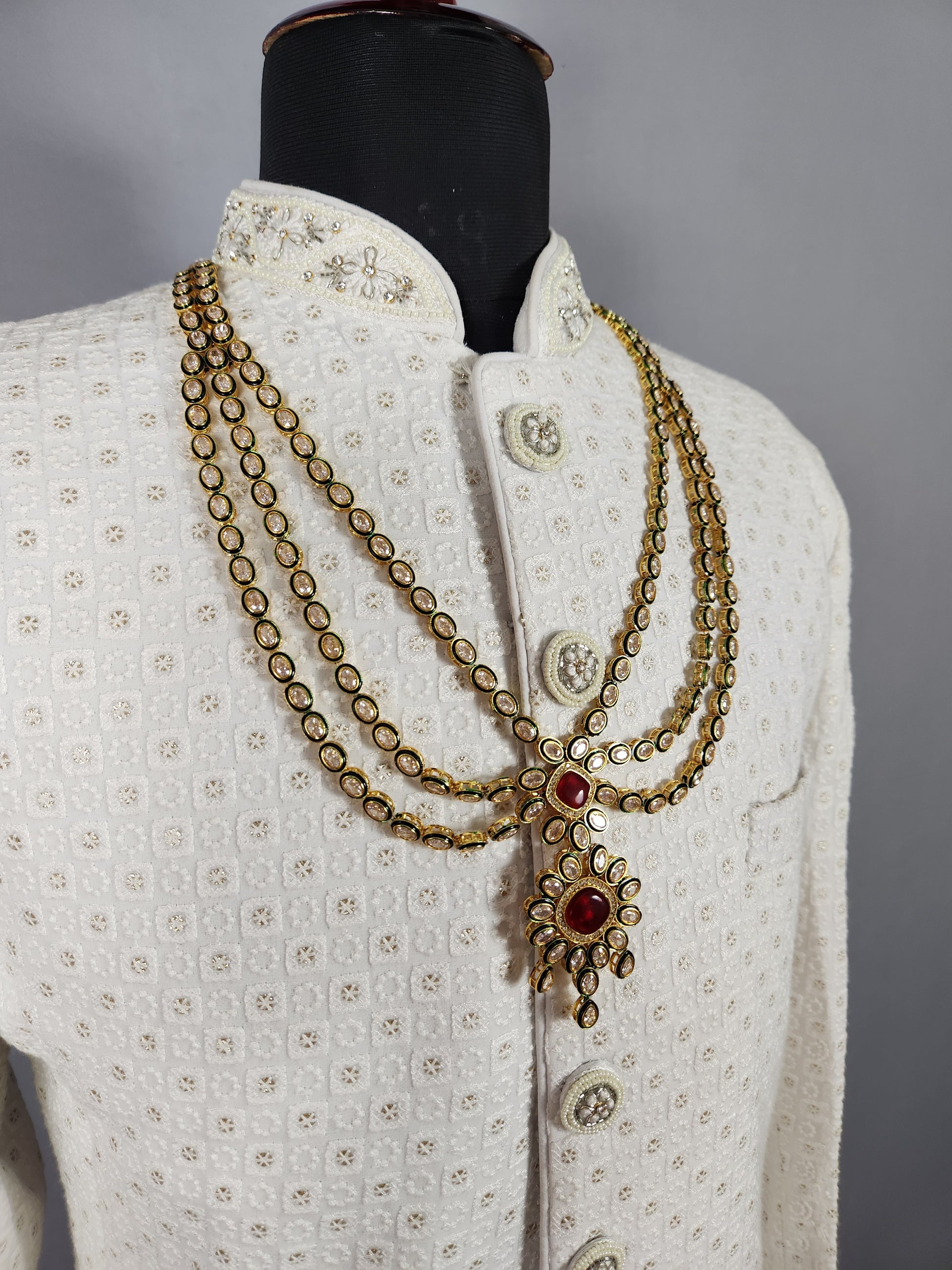 Diamond Ruby Necklace For Groom 
