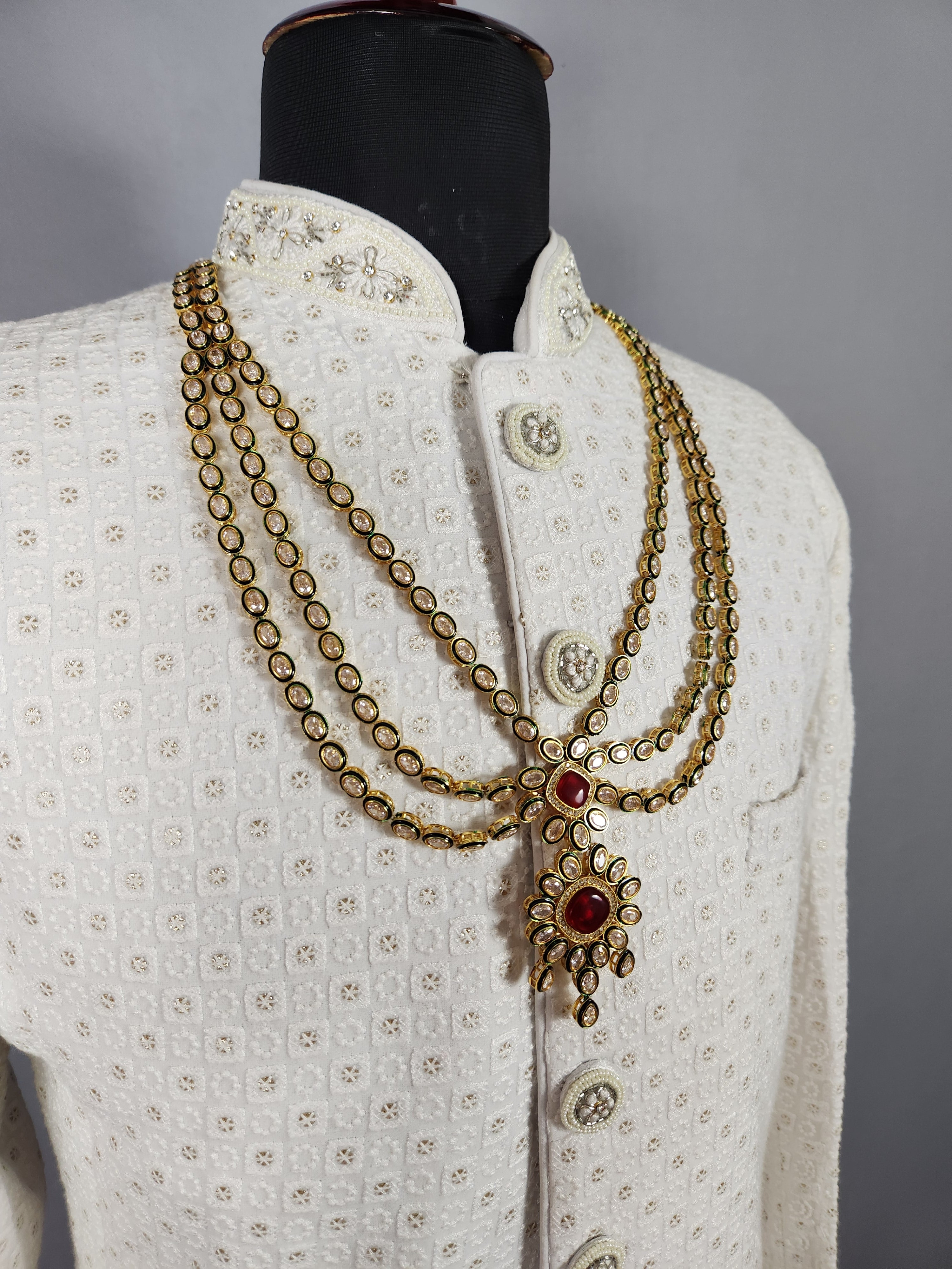 Diamond Ruby Necklace For Groom 