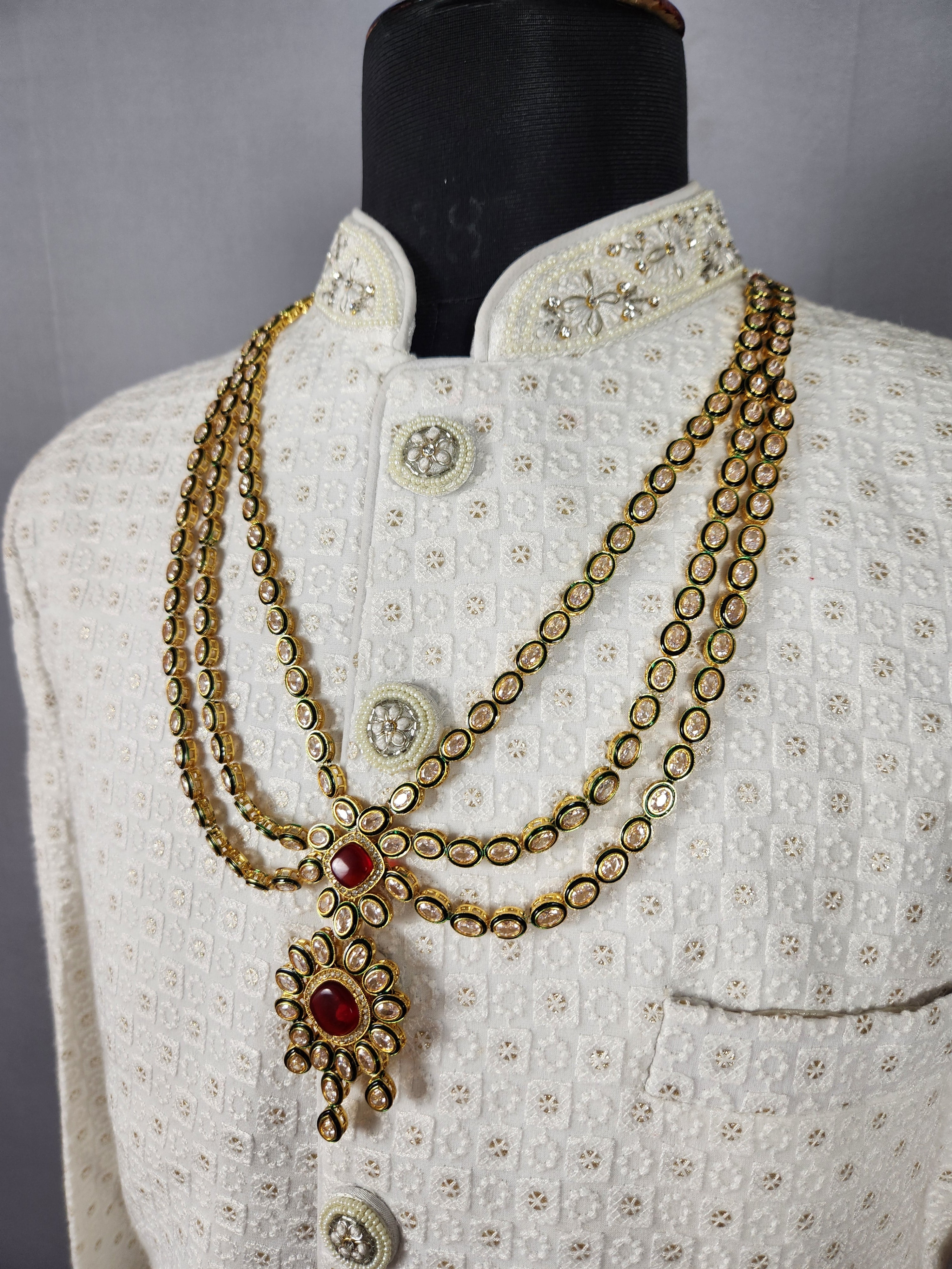 Diamond Ruby Necklace For Groom 