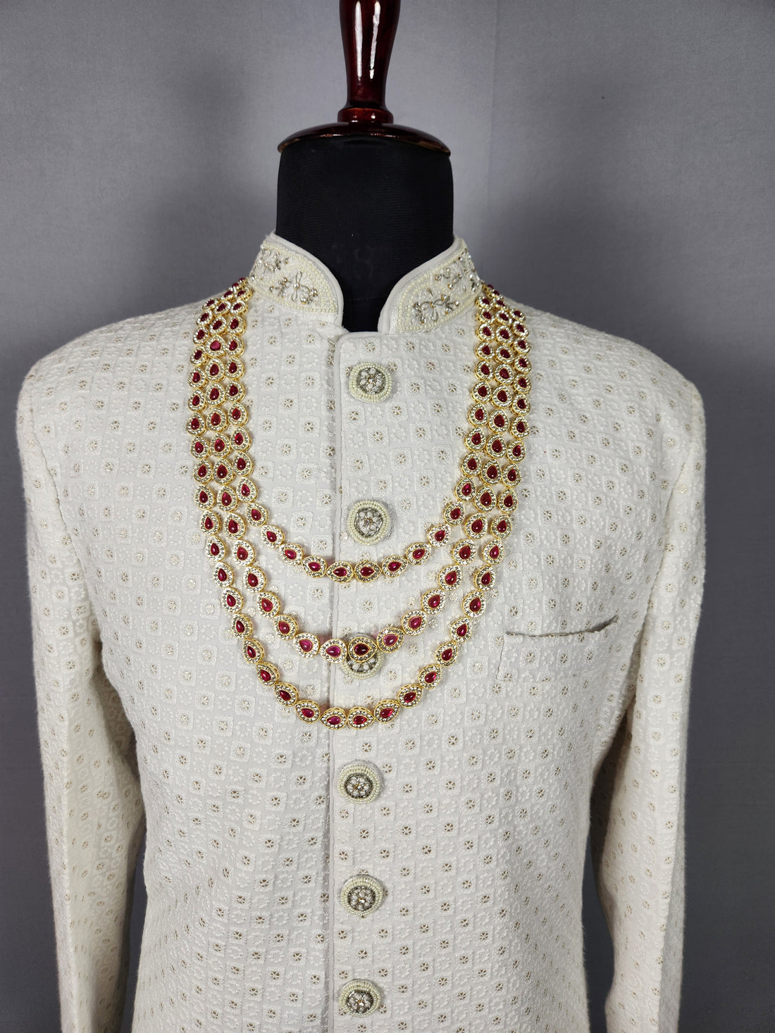 Diamond Ruby Necklace For Groom 