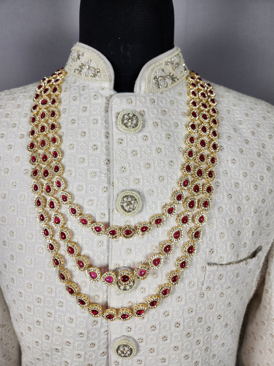 Diamond Ruby Necklace For Groom 