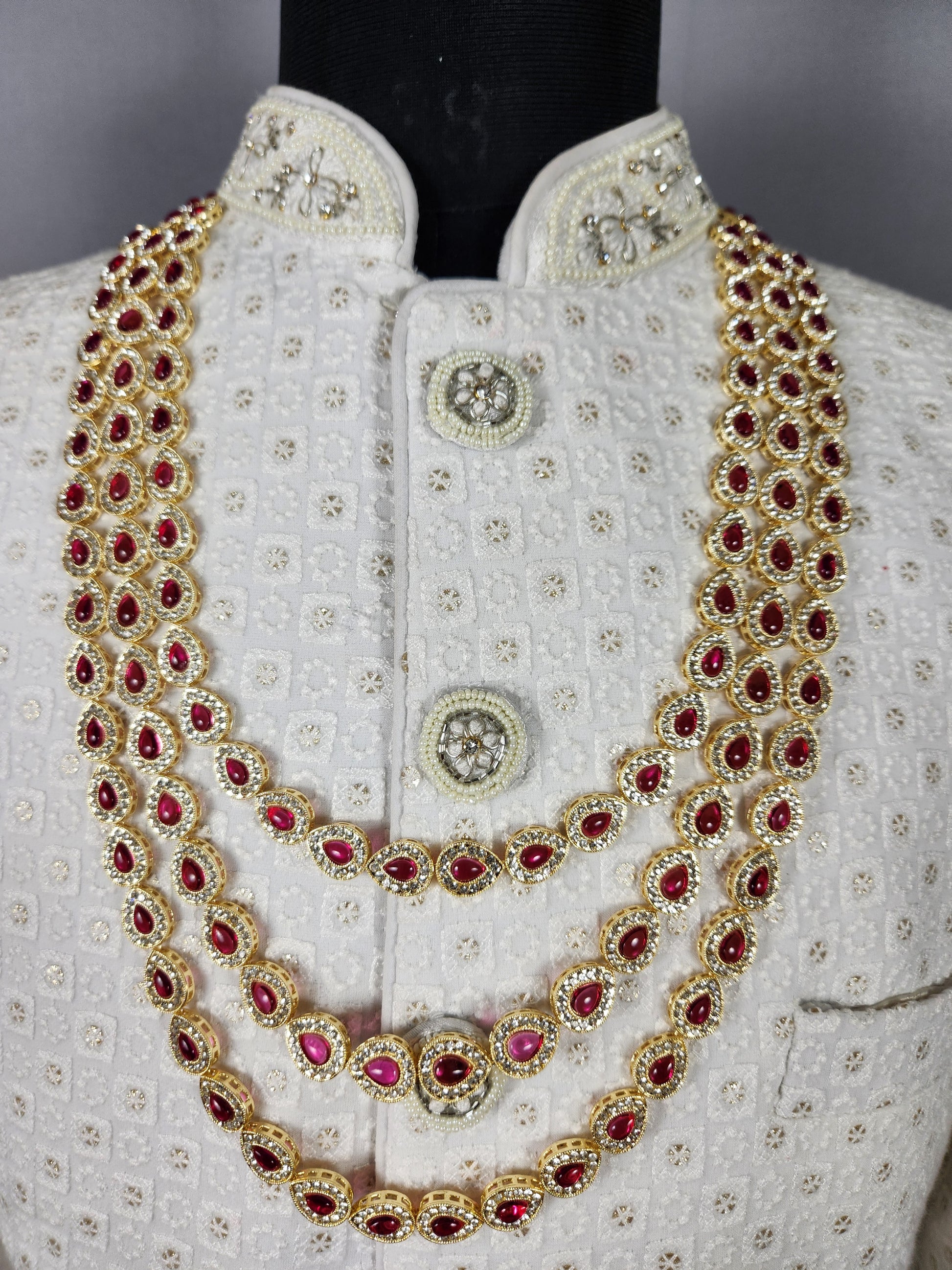 Diamond Ruby Necklace For Groom 