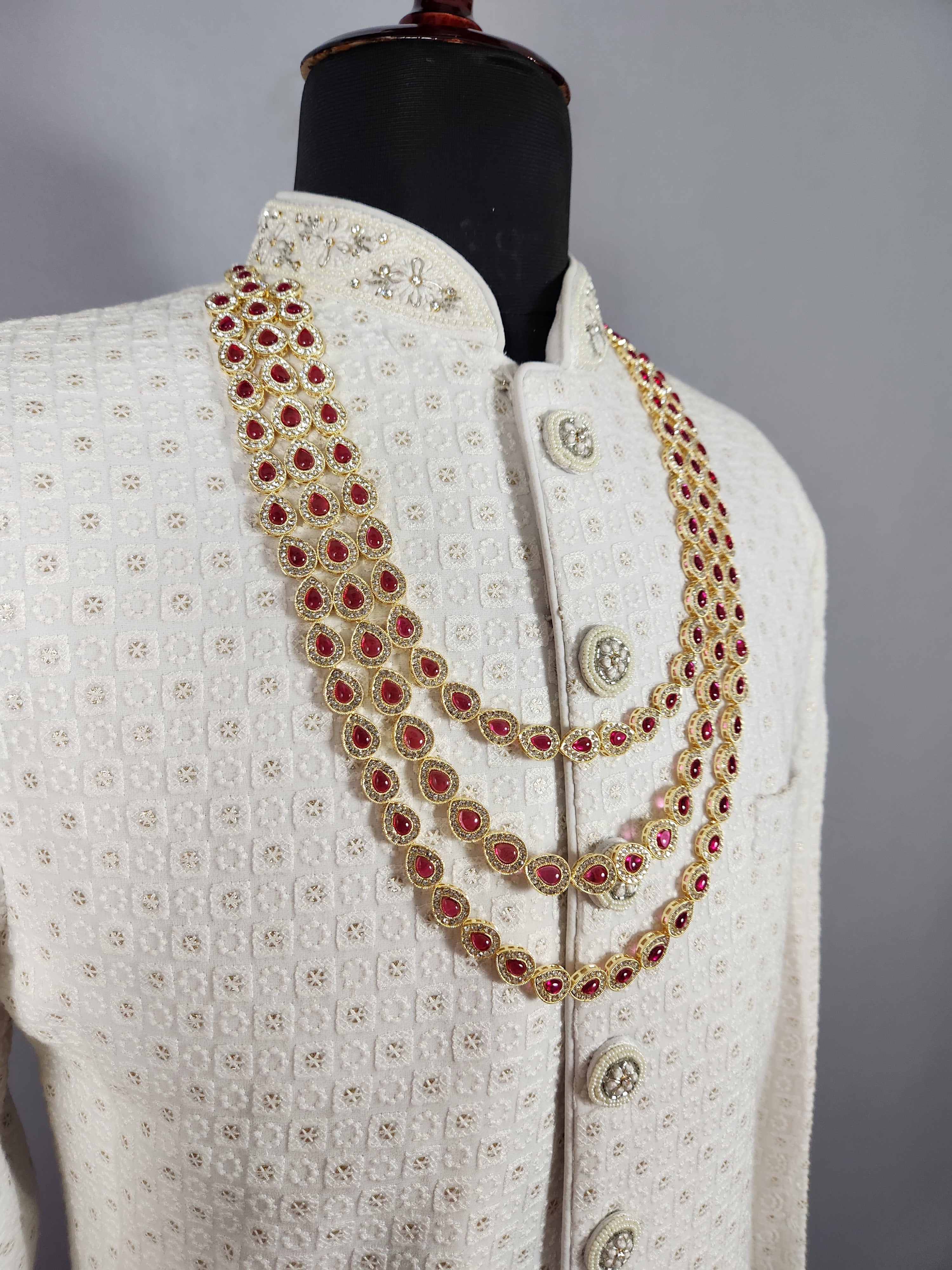 Diamond Ruby Necklace For Groom 