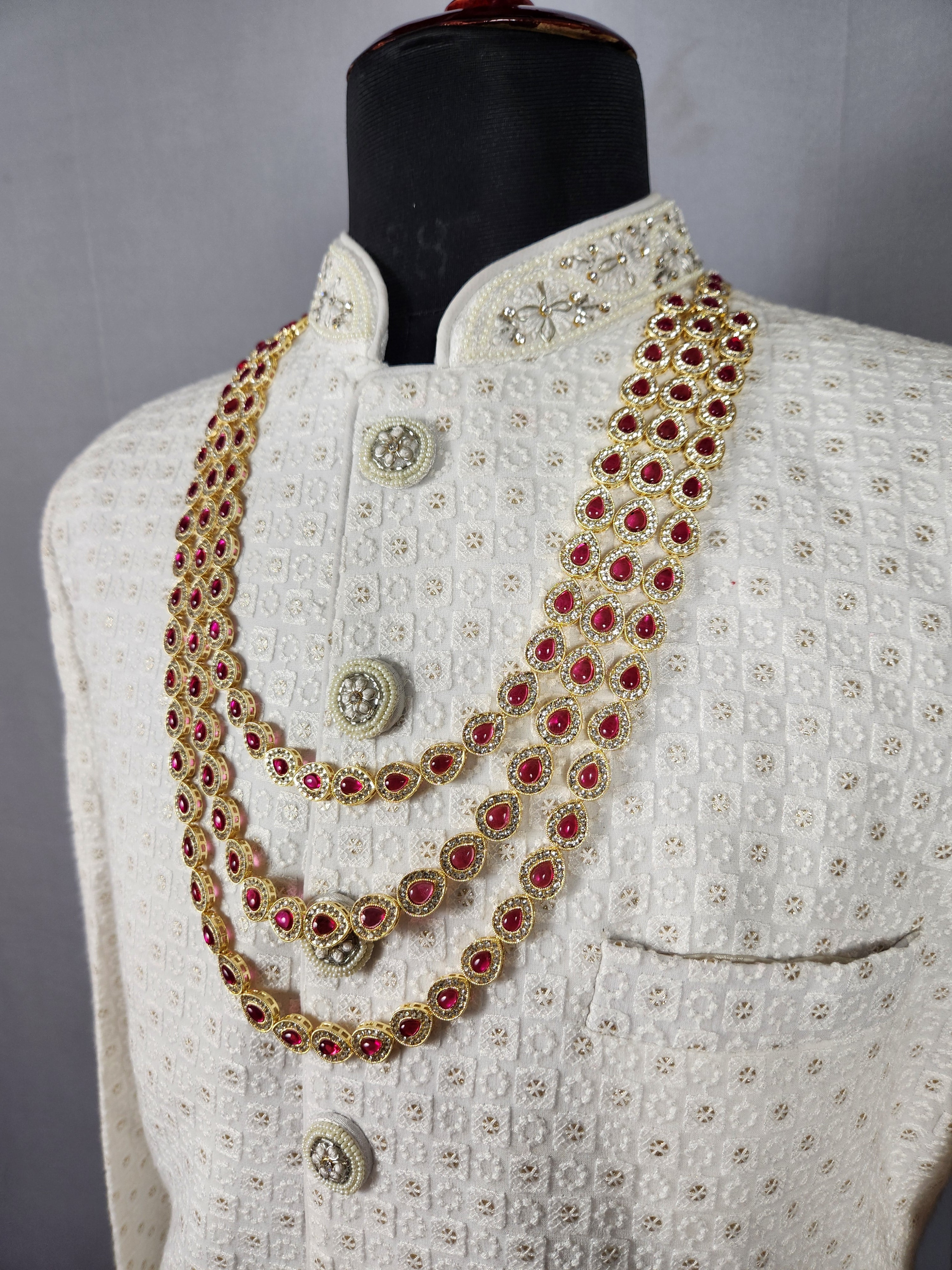 Diamond Ruby Necklace For Groom 