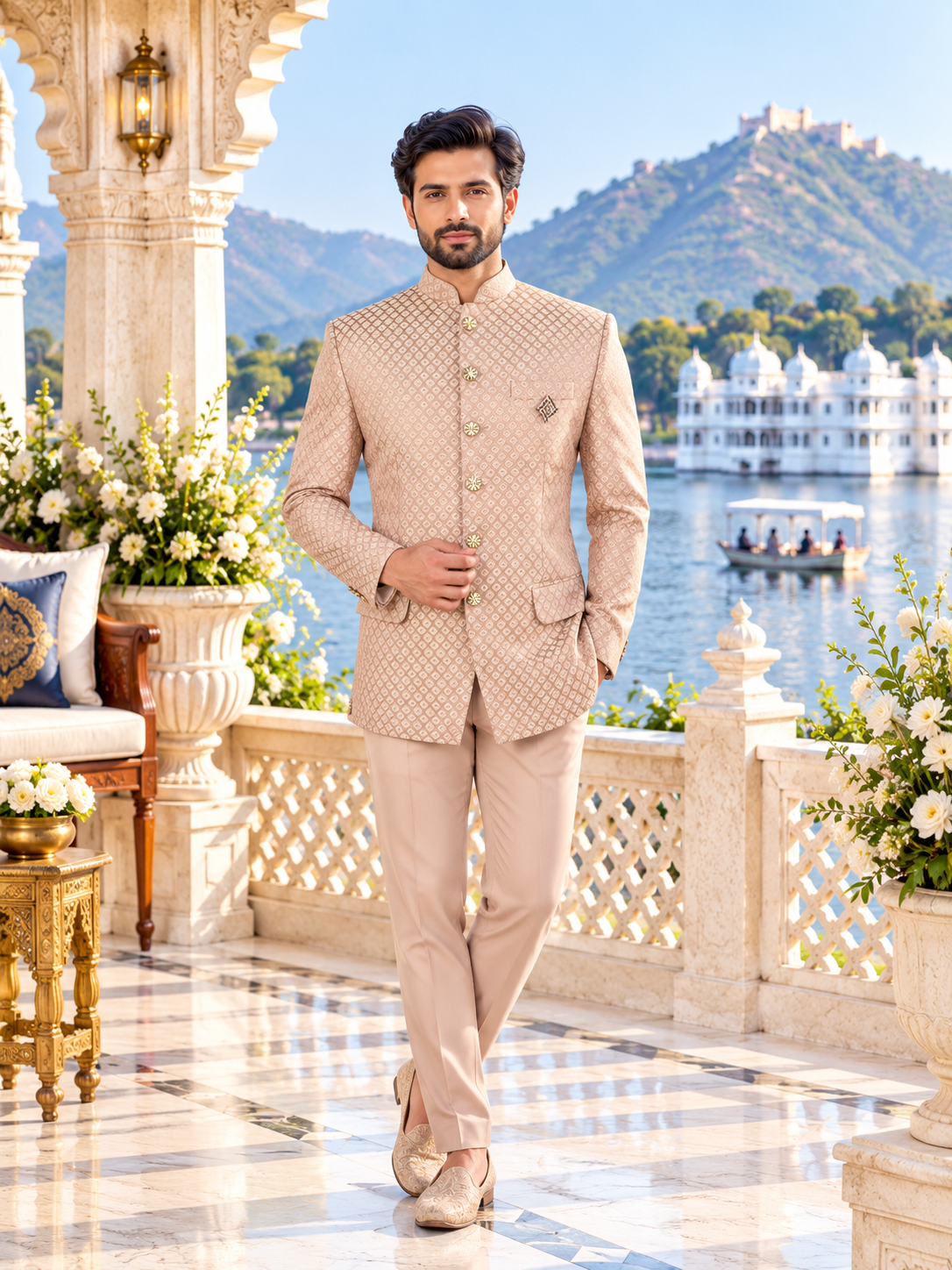 Dusty Rose Jodhpuri Suit for Wedding – Custom Made | Indian Groom Outfit