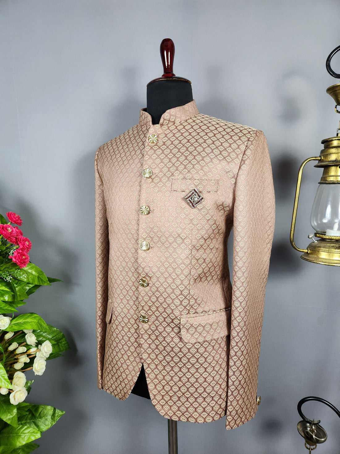Dusty Rose Jodhpuri Suit for Men  -   Indian Wedding Outfit for Men
