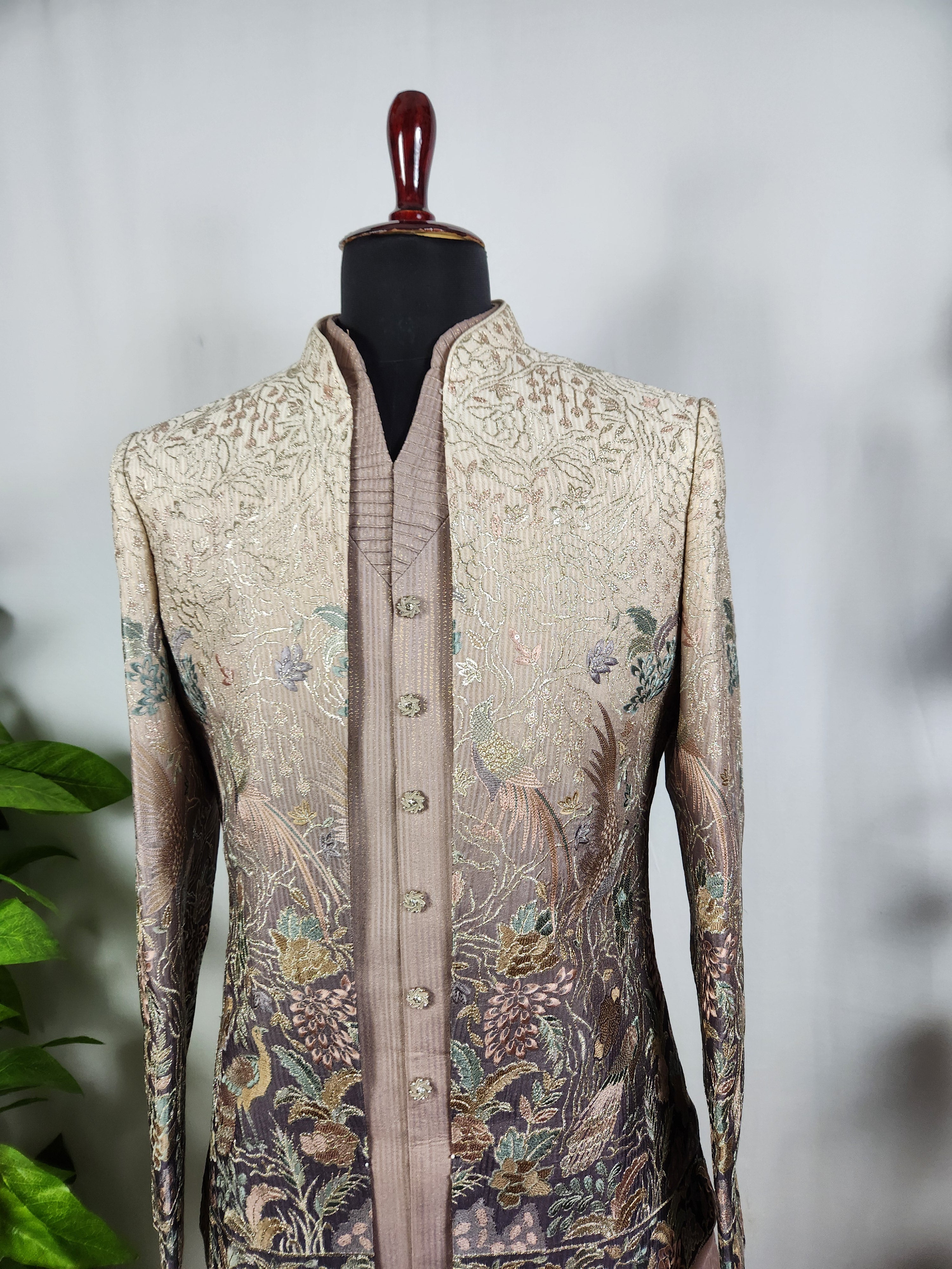 Dusty Rose Pink Indo-Western Sherwani for Men | Indian Groom Wedding Outfit