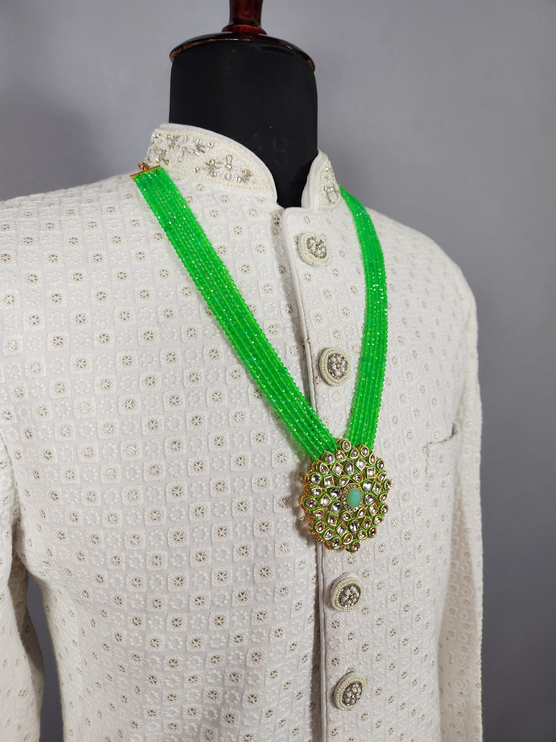 Emerald Green Necklace for Groom 