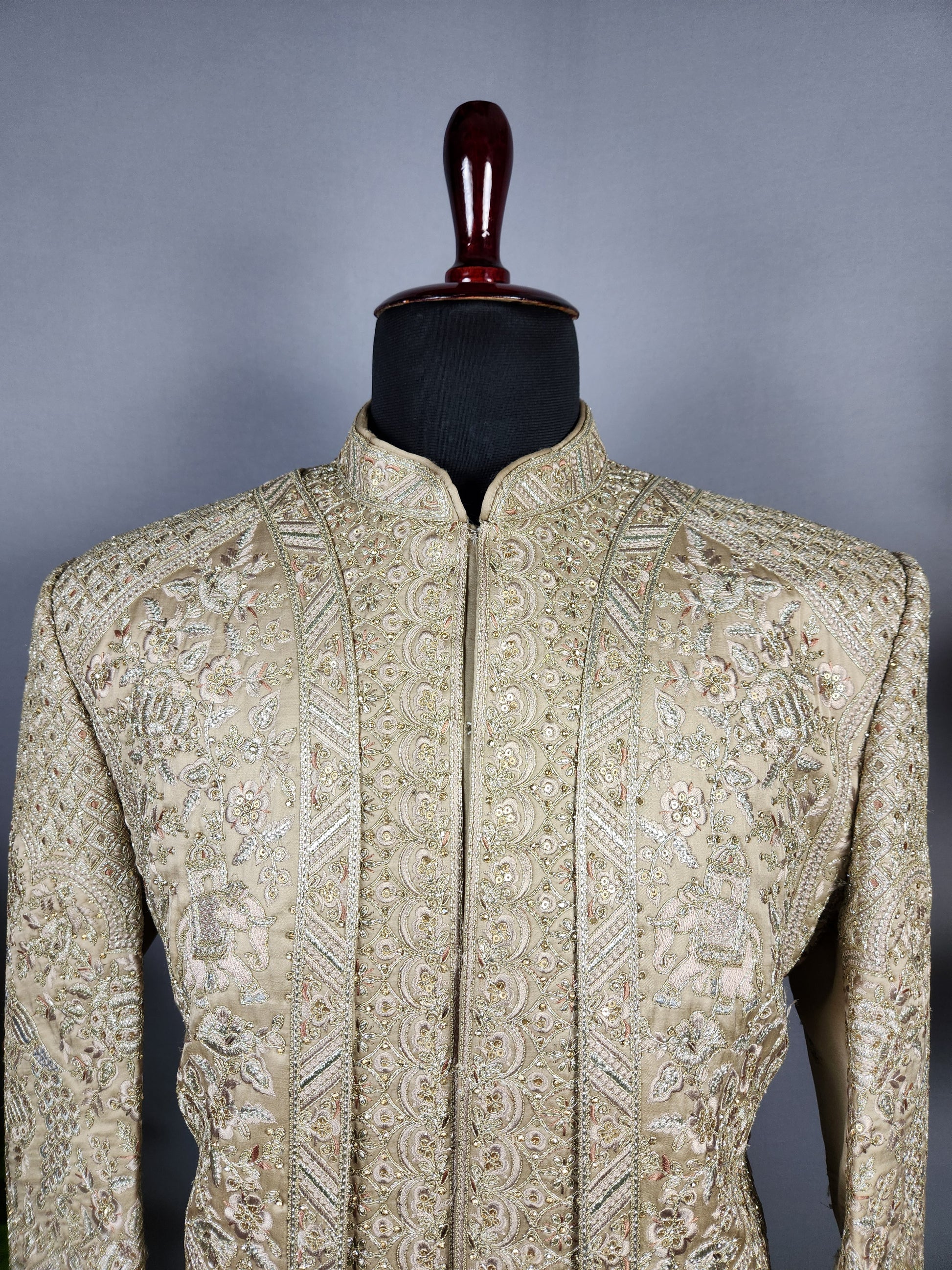 Copper Golden Sherwani for Groom Layer Design -   Indian Wedding Outfit for Men
