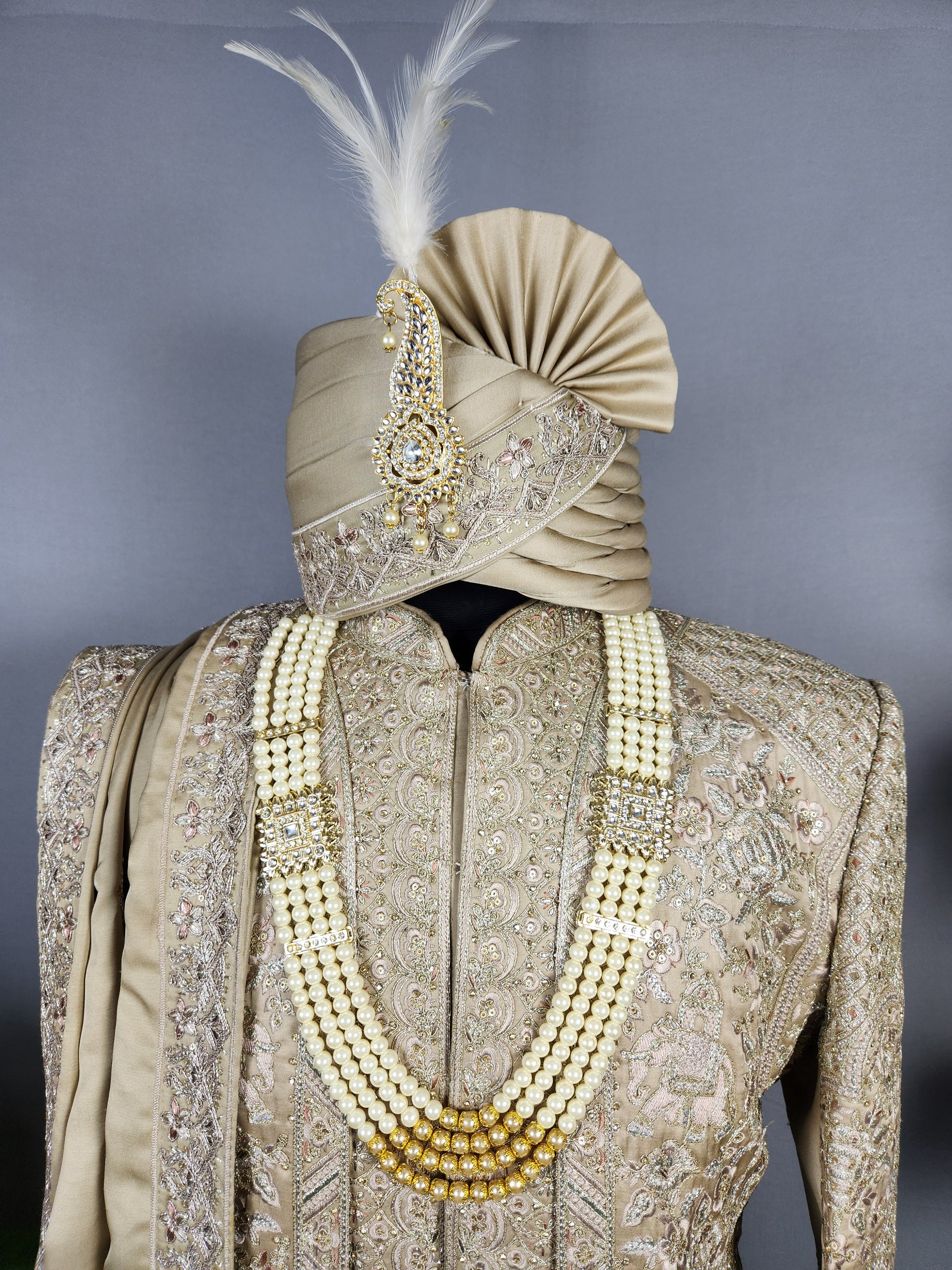 Copper Golden Sherwani for Groom Layer Design -   Indian Wedding Outfit for Men
