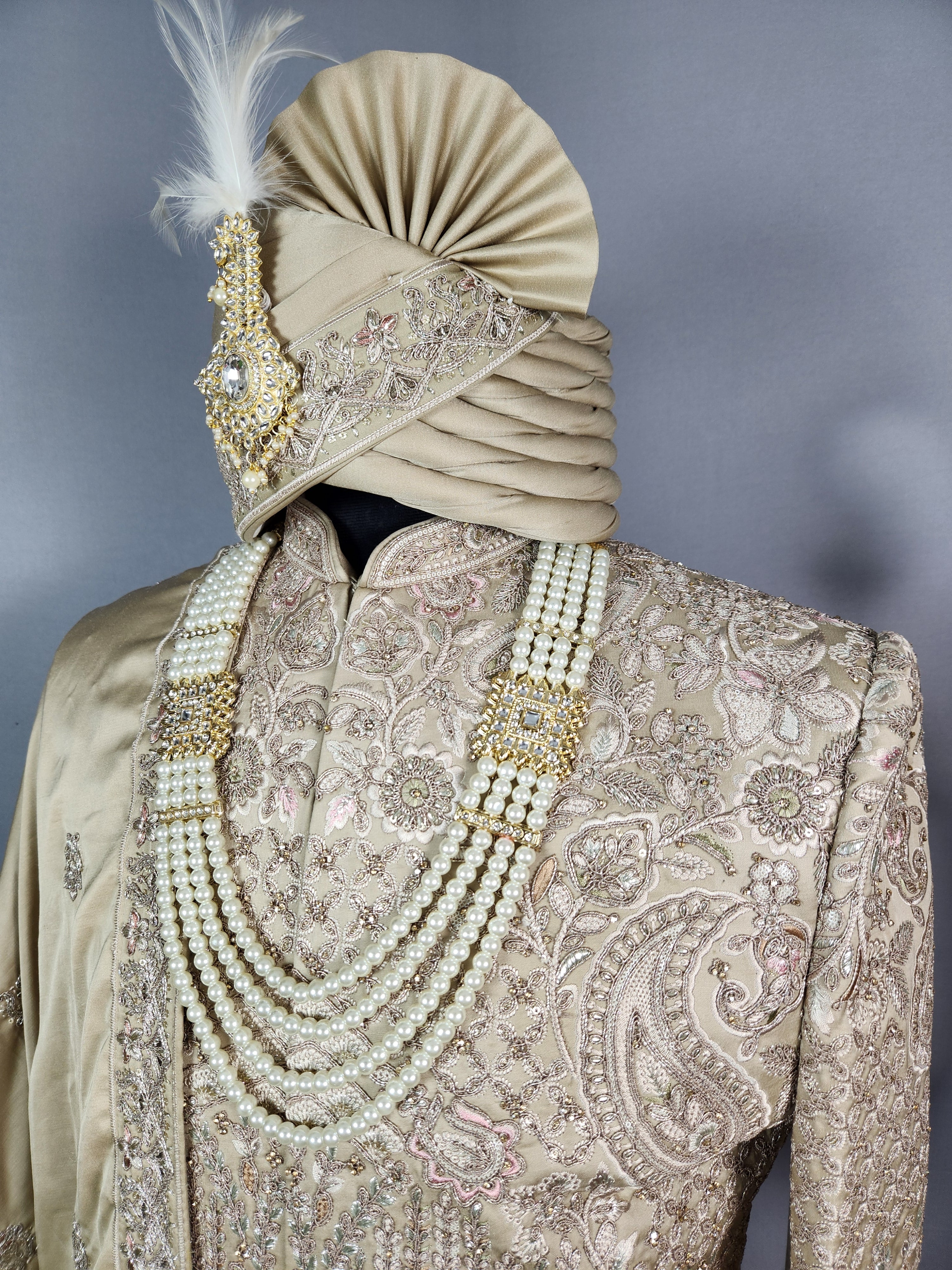 Copper Golden Sherwani for Groom  -   Indian Wedding Outfit for Men
