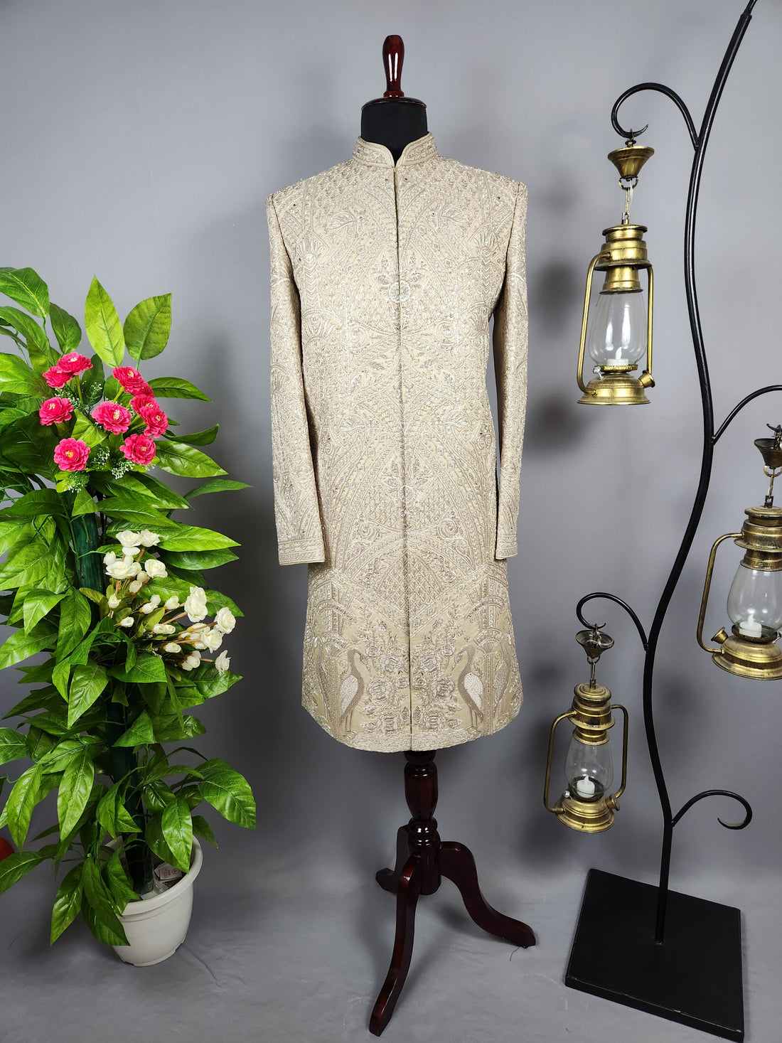 Copper Golden Sherwani for Groom  -   Indian Wedding Outfit for Men
