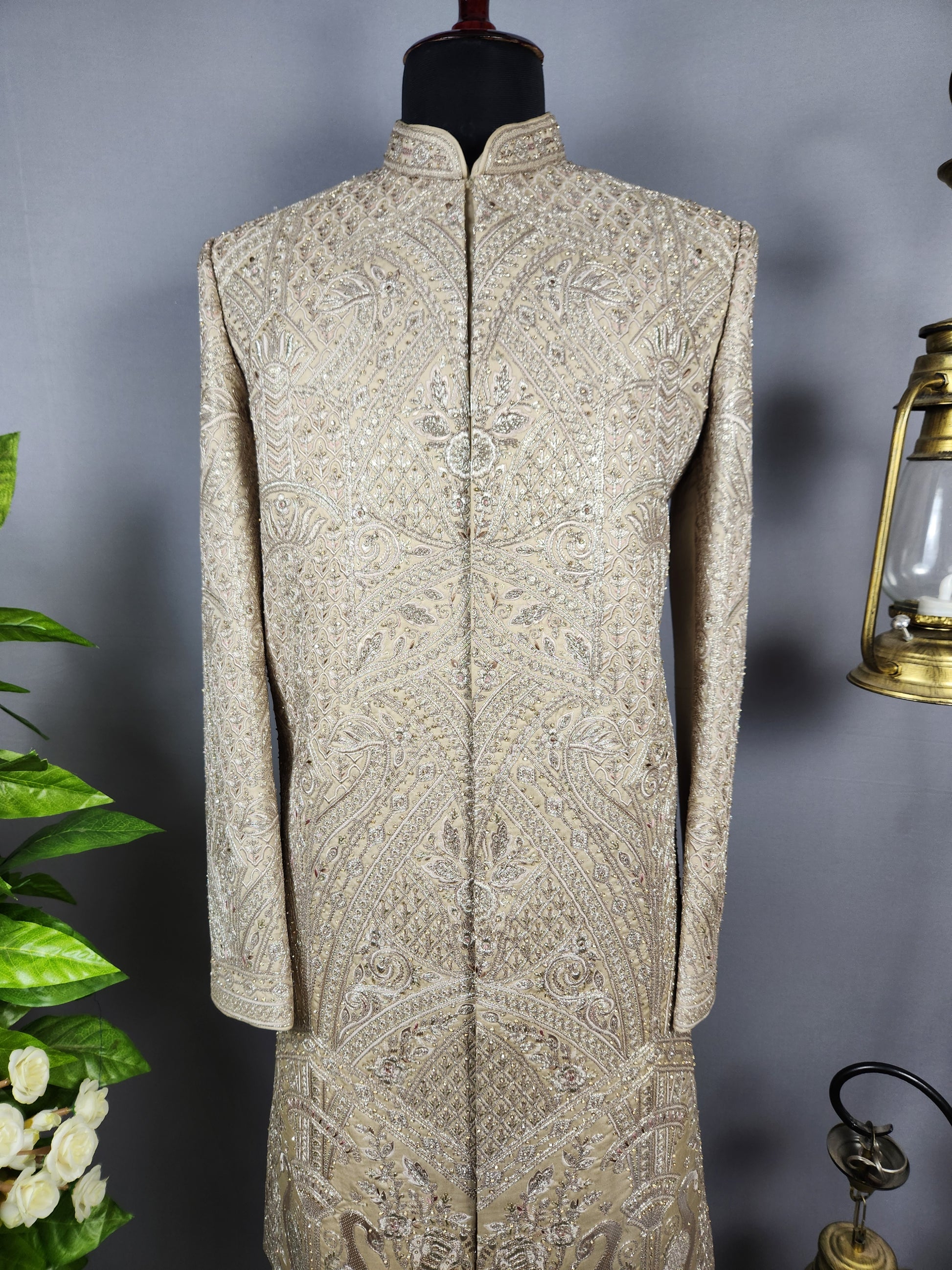 Copper Golden Sherwani for Groom  -   Indian Wedding Outfit for Men
