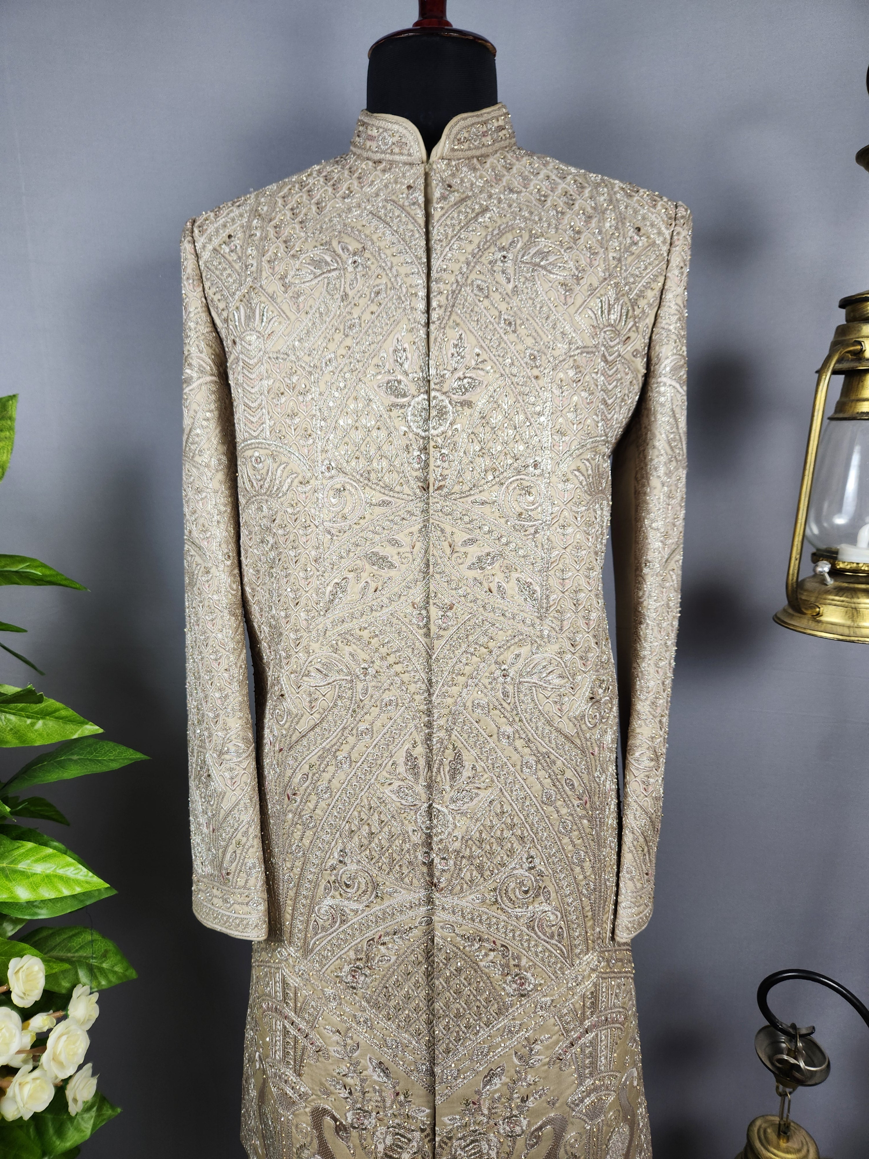 Copper Golden Sherwani for Groom  -   Indian Wedding Outfit for Men
