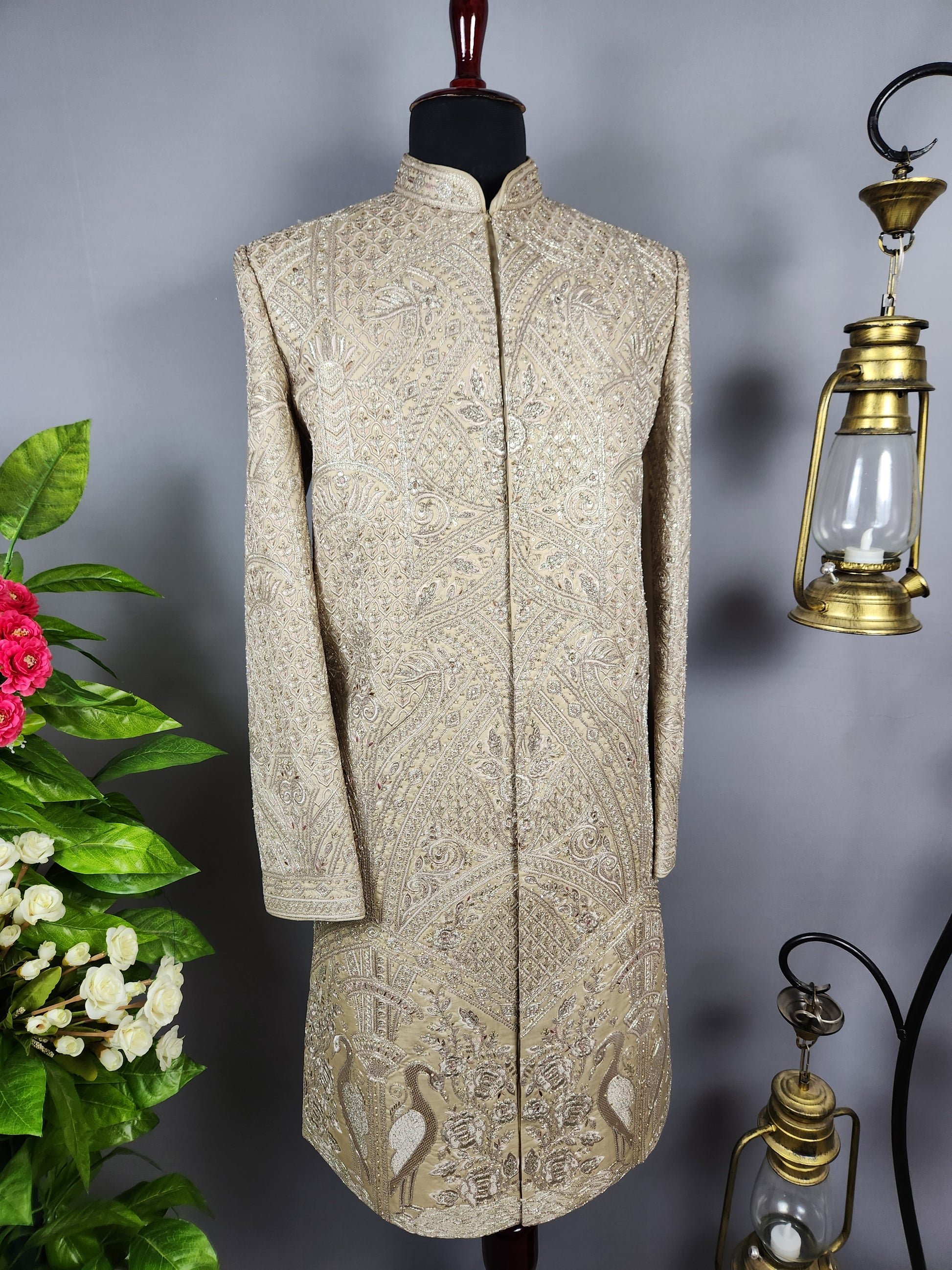 Copper Golden Sherwani for Groom  -   Indian Wedding Outfit for Men
