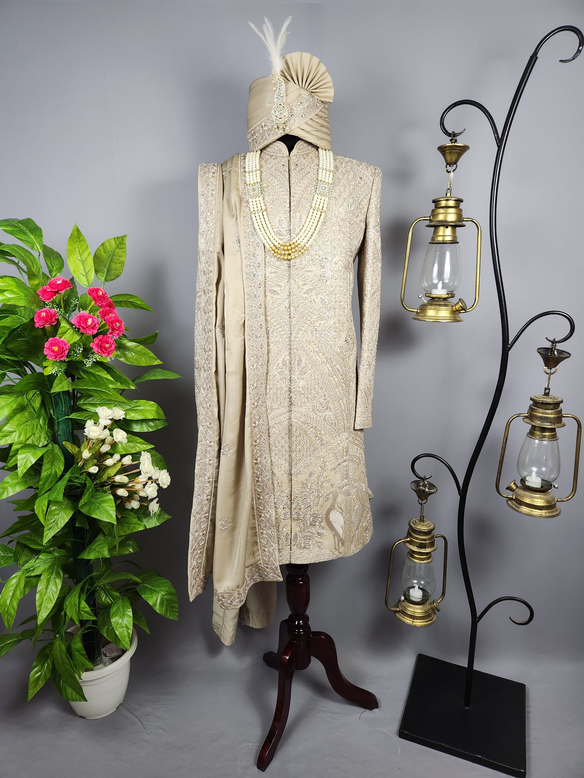 Copper Golden Sherwani for Groom  -   Indian Wedding Outfit for Men
