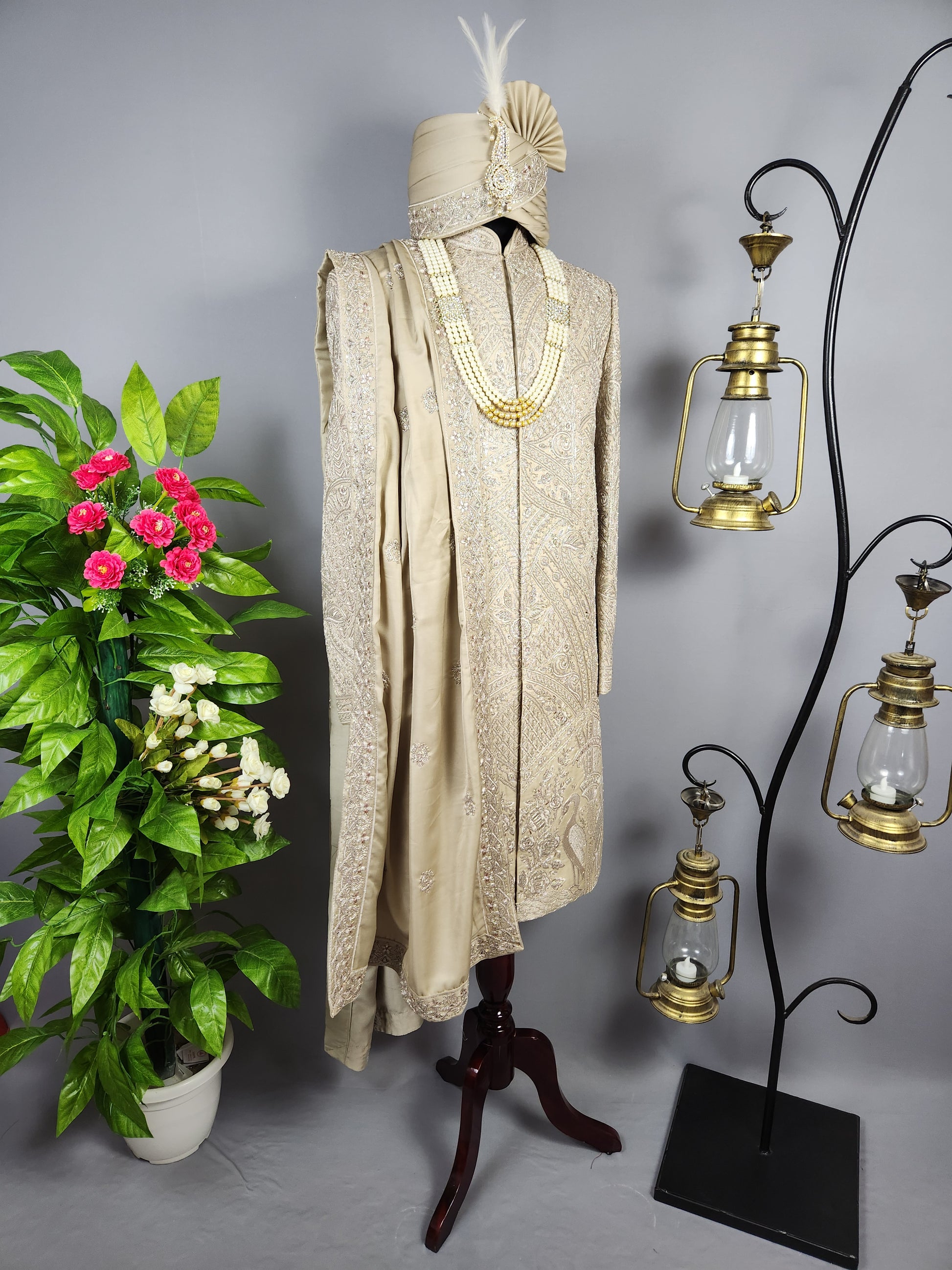 Copper Golden Sherwani for Groom  -   Indian Wedding Outfit for Men
