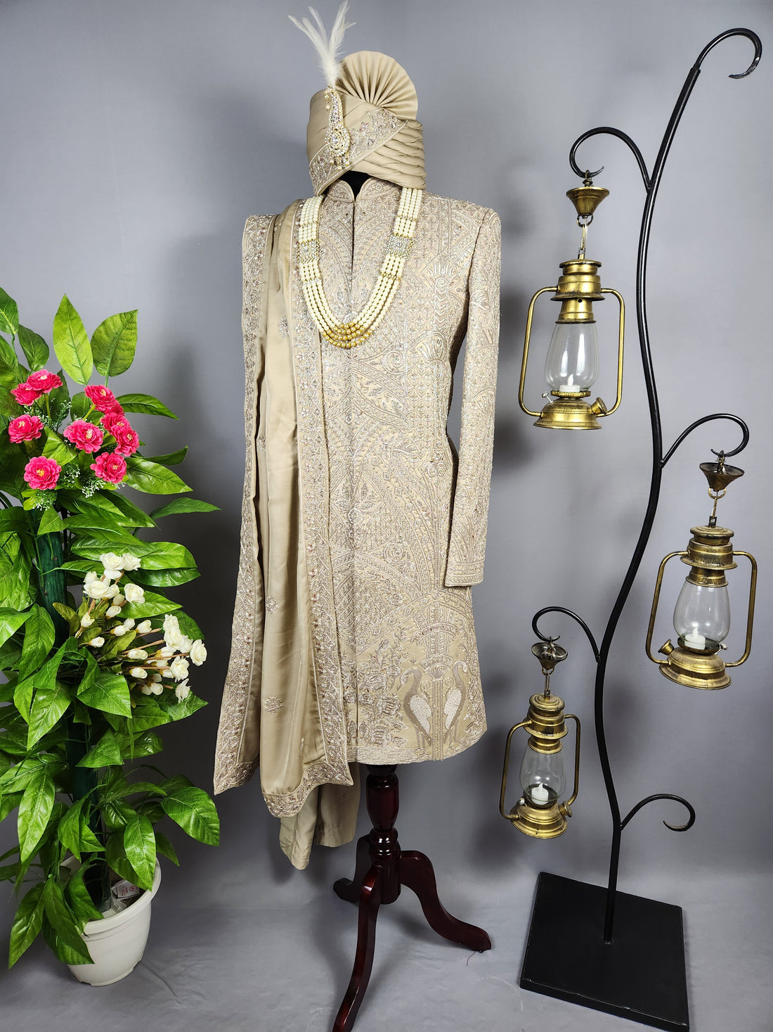 Copper Golden Sherwani for Groom  -   Indian Wedding Outfit for Men
