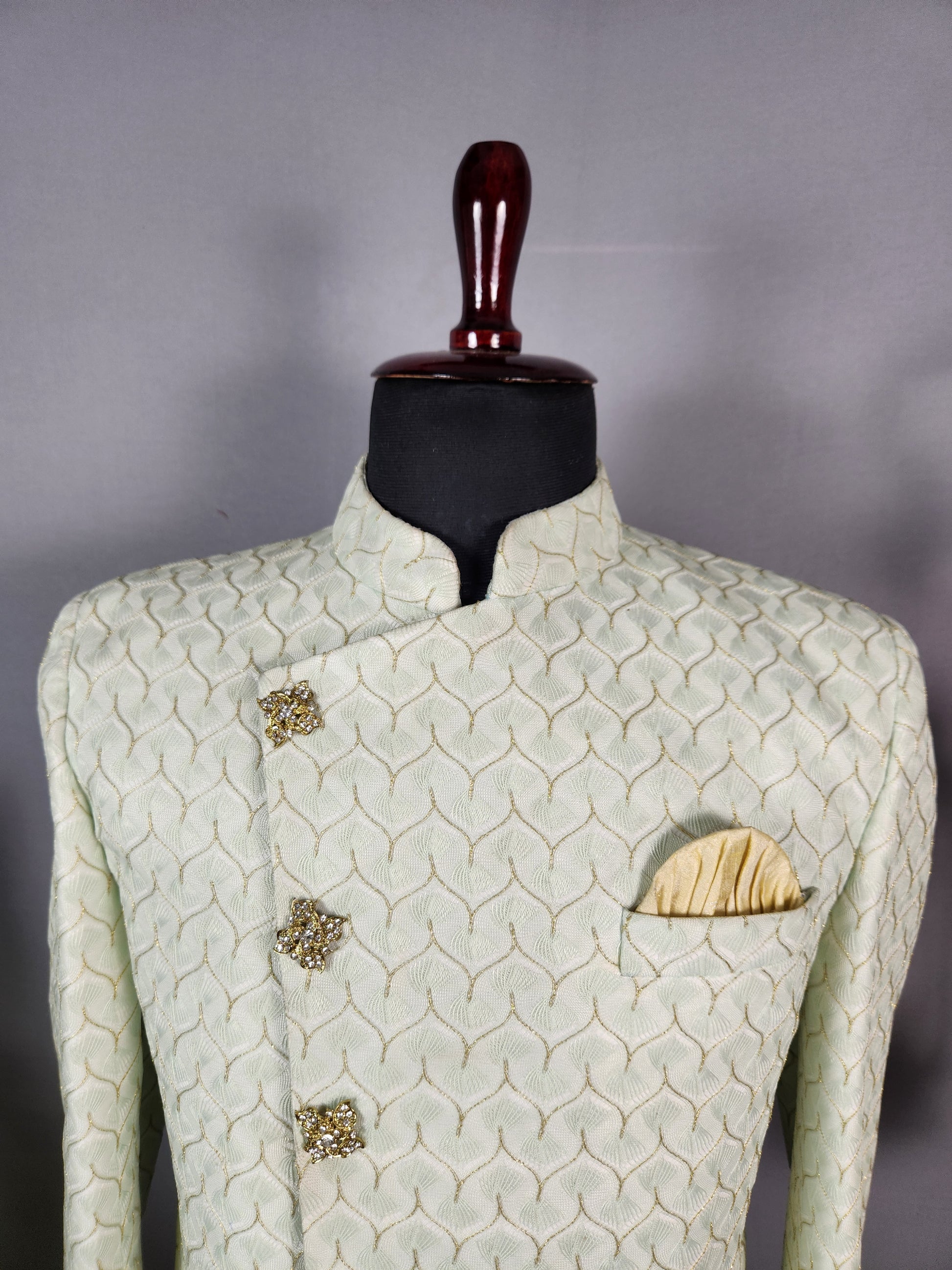 Green Indo-Western Sherwani for Groom  -   Indian Wedding Outfit for Men
