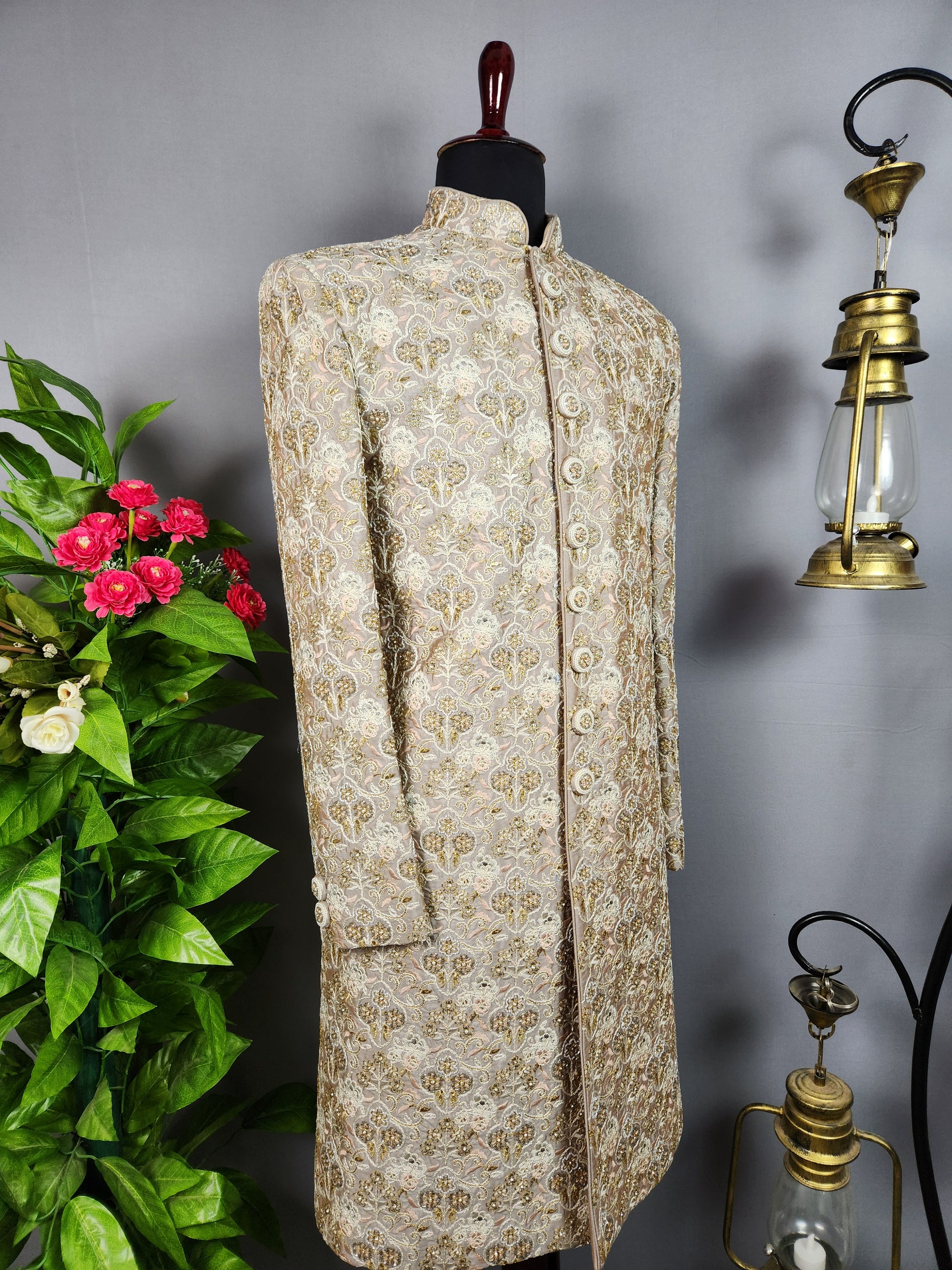 Gray Sherwani for Groom  -   Indian Wedding Outfit for Men
