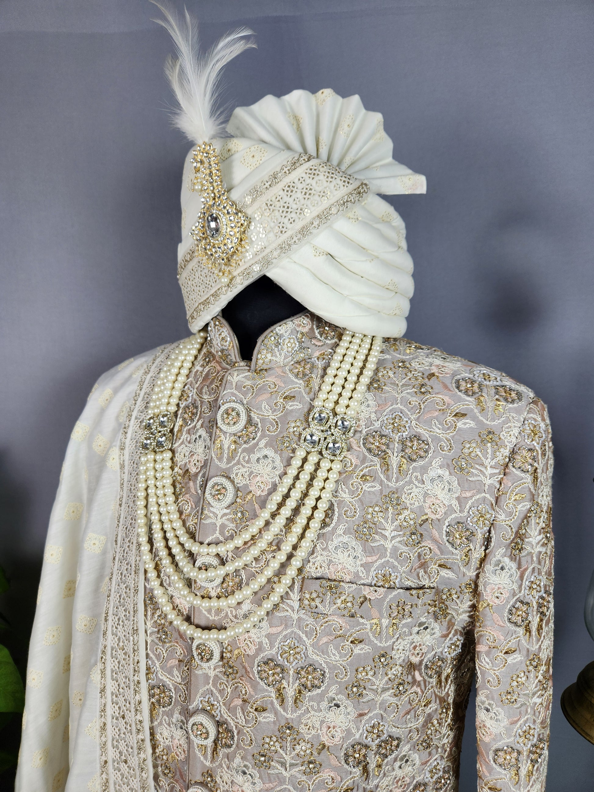 Gray Sherwani for Groom  -   Indian Wedding Outfit for Men
