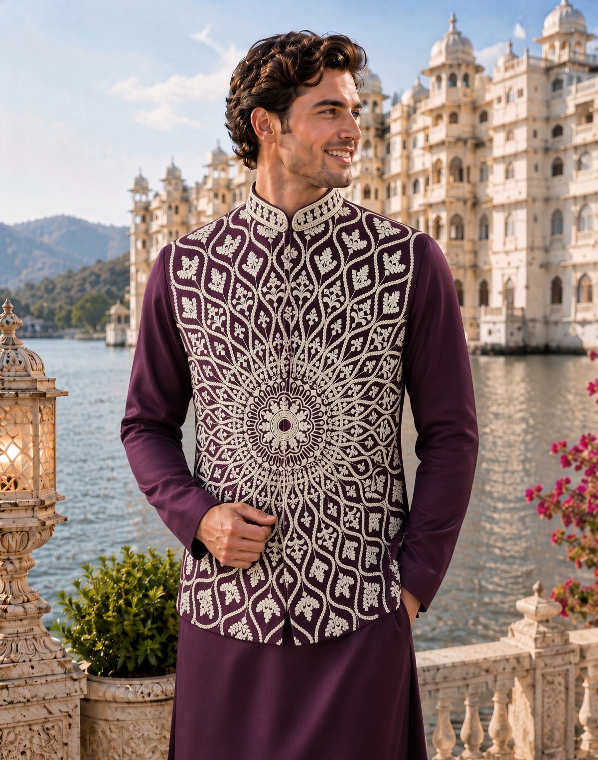 Purple Kurta Jacket Set for Wedding – Designer Indian Outfit