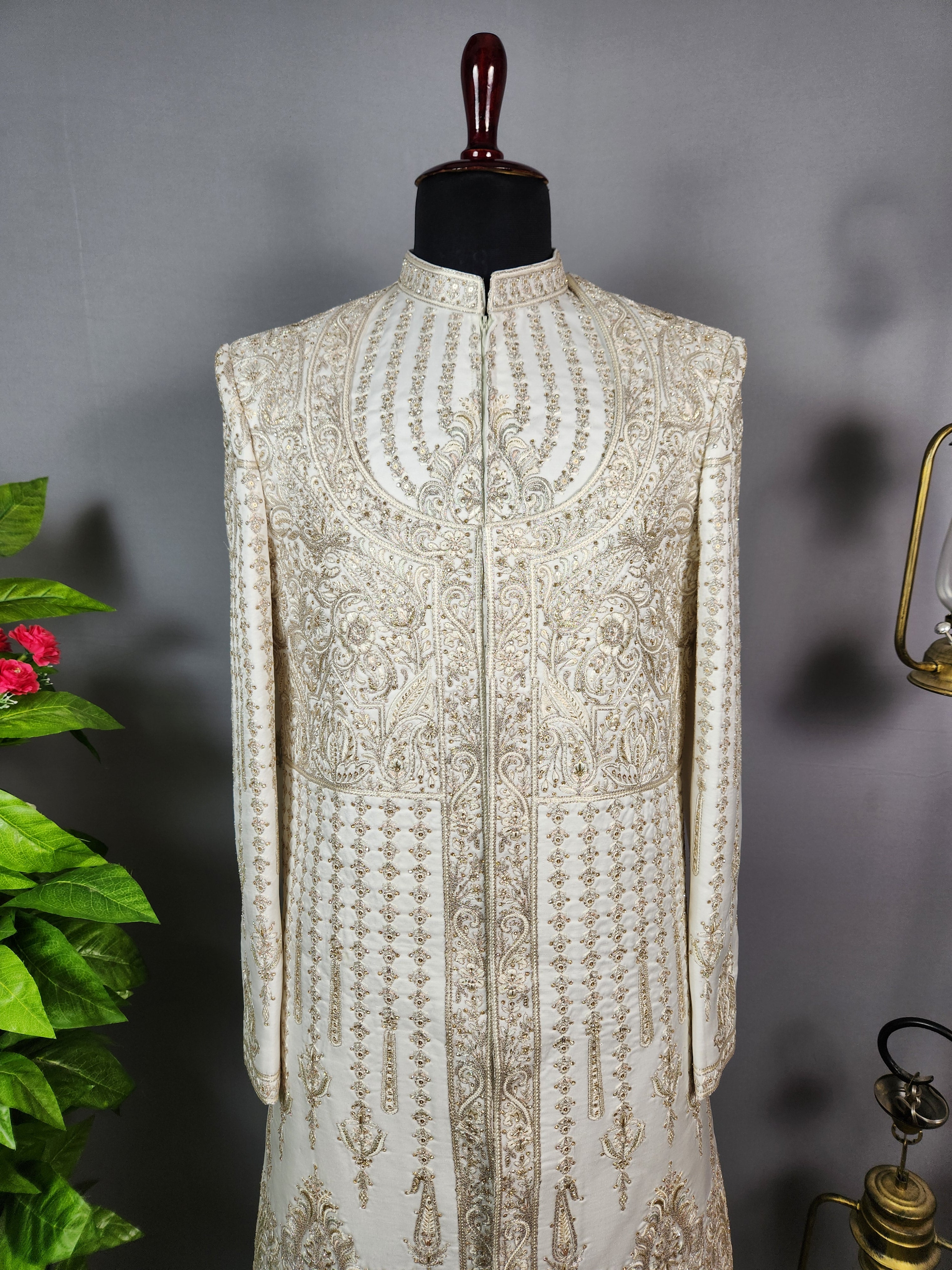 Luxury White Wedding Groom Sherwani  | Sherwani For Men