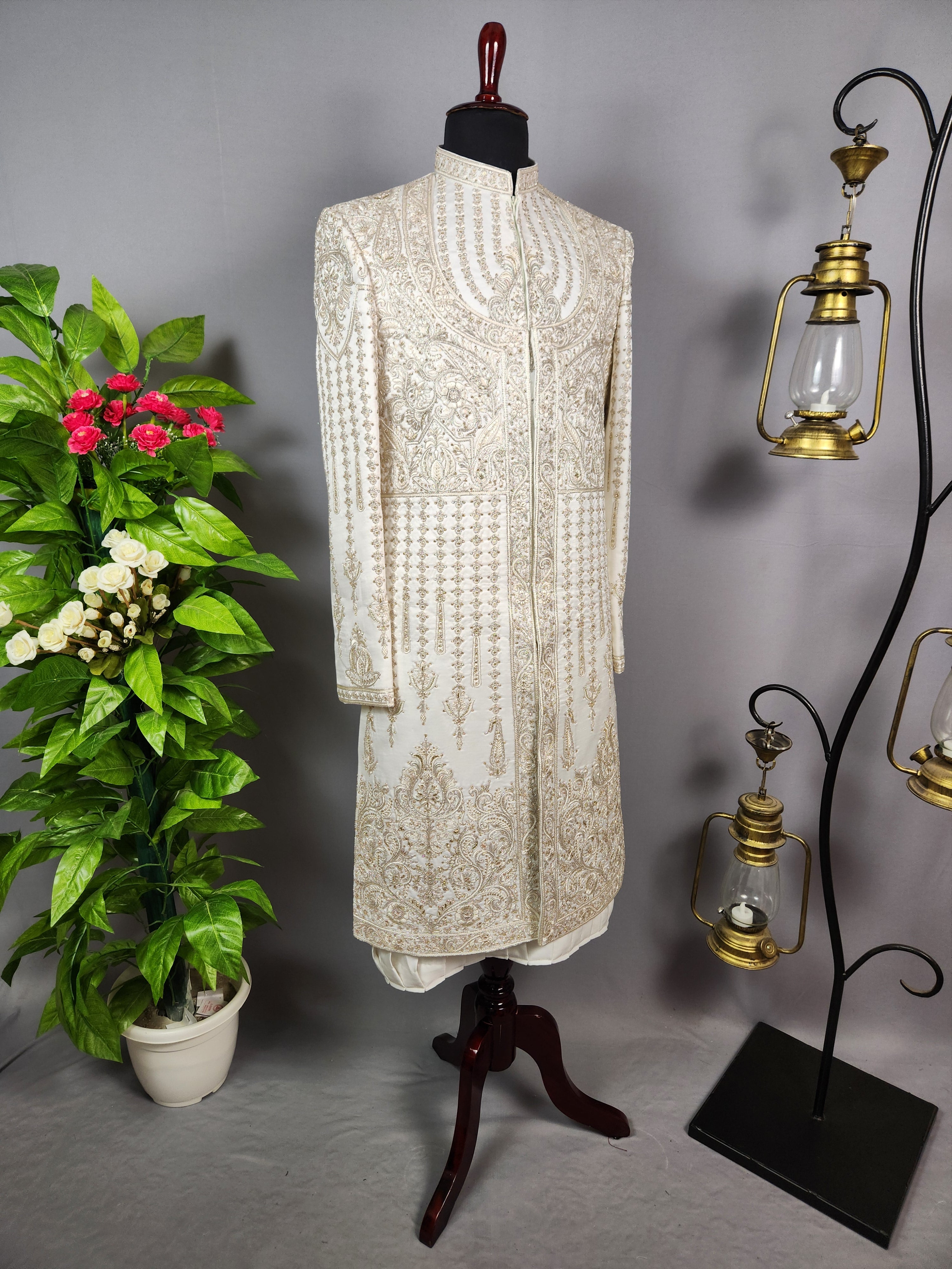 Luxury White Wedding Groom Sherwani  | Sherwani For Men