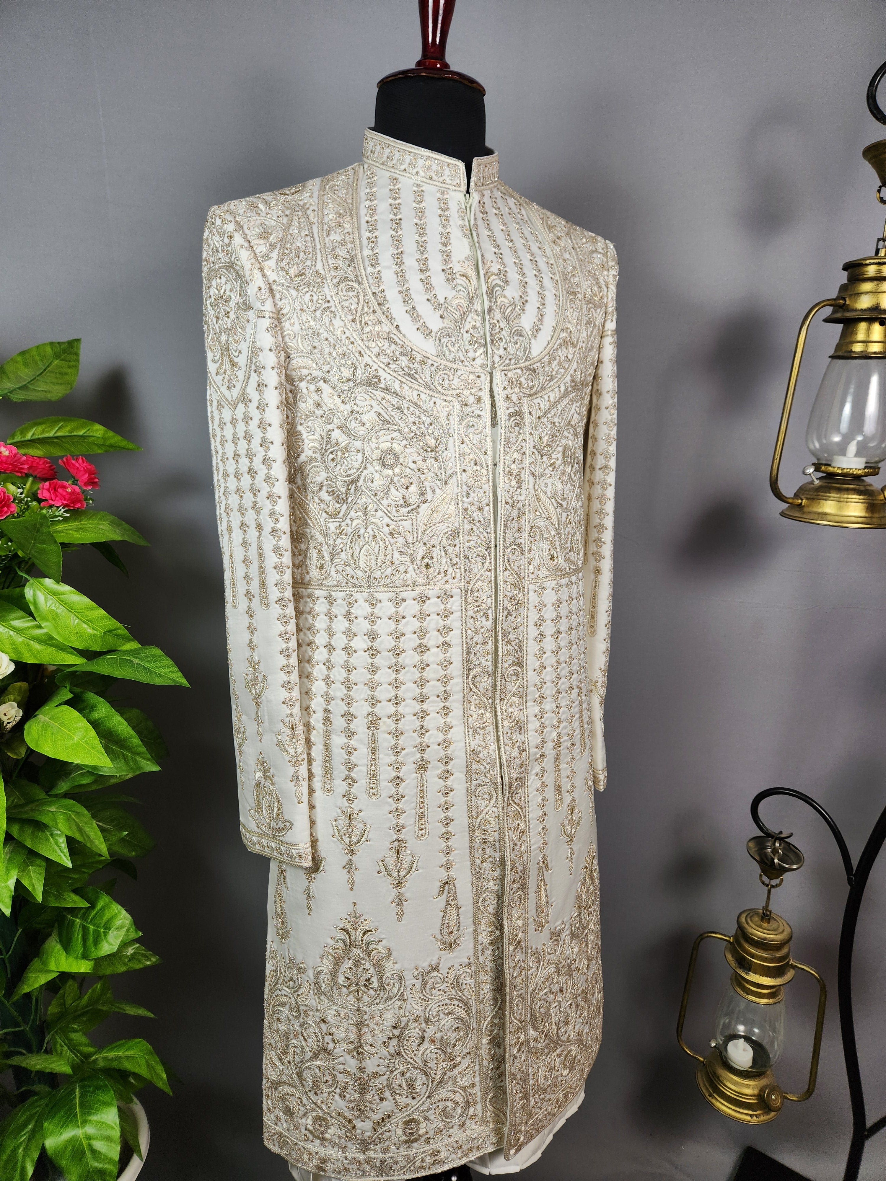 Luxury White Wedding Groom Sherwani  | Sherwani For Men