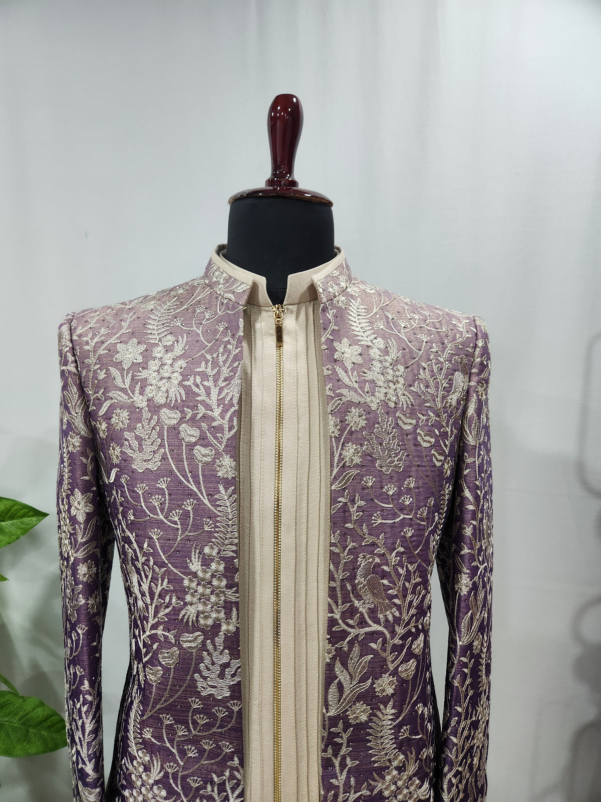 Lavender Indo-Western Sherwani for Men | Indian Groom Wedding Outfit