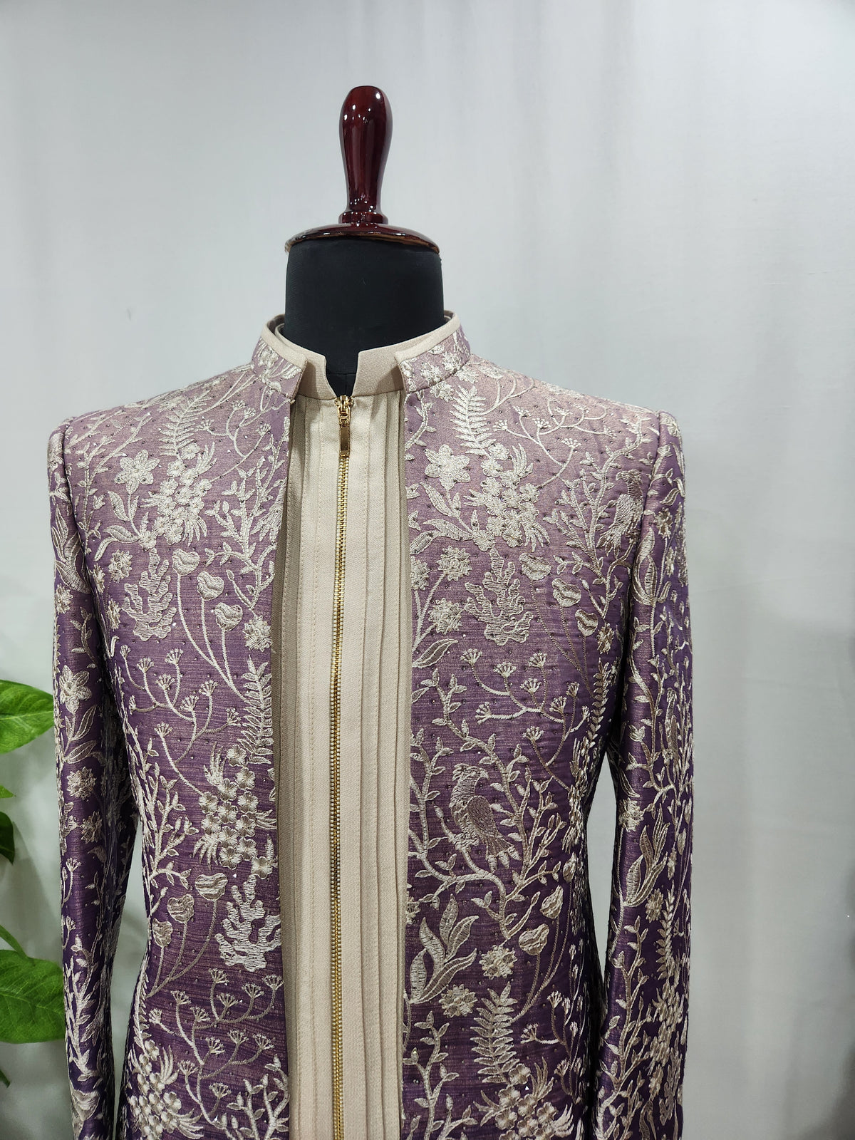 Lavender Indo-Western Sherwani for Men | Indian Groom Wedding Outfit