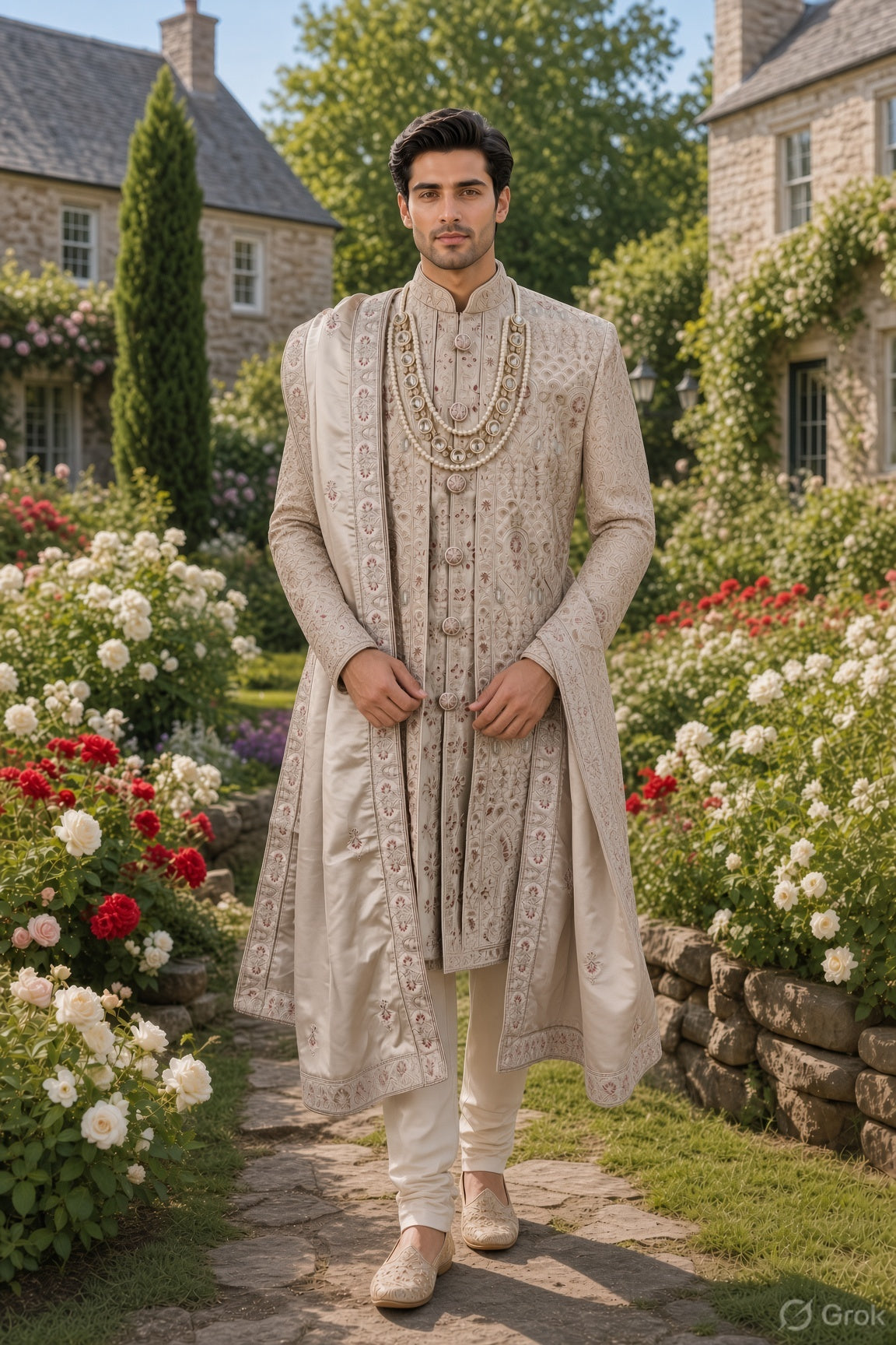 Lavender Wedding Groom Sherwani - 2 layer Diamond Studded | Sherwani For Men