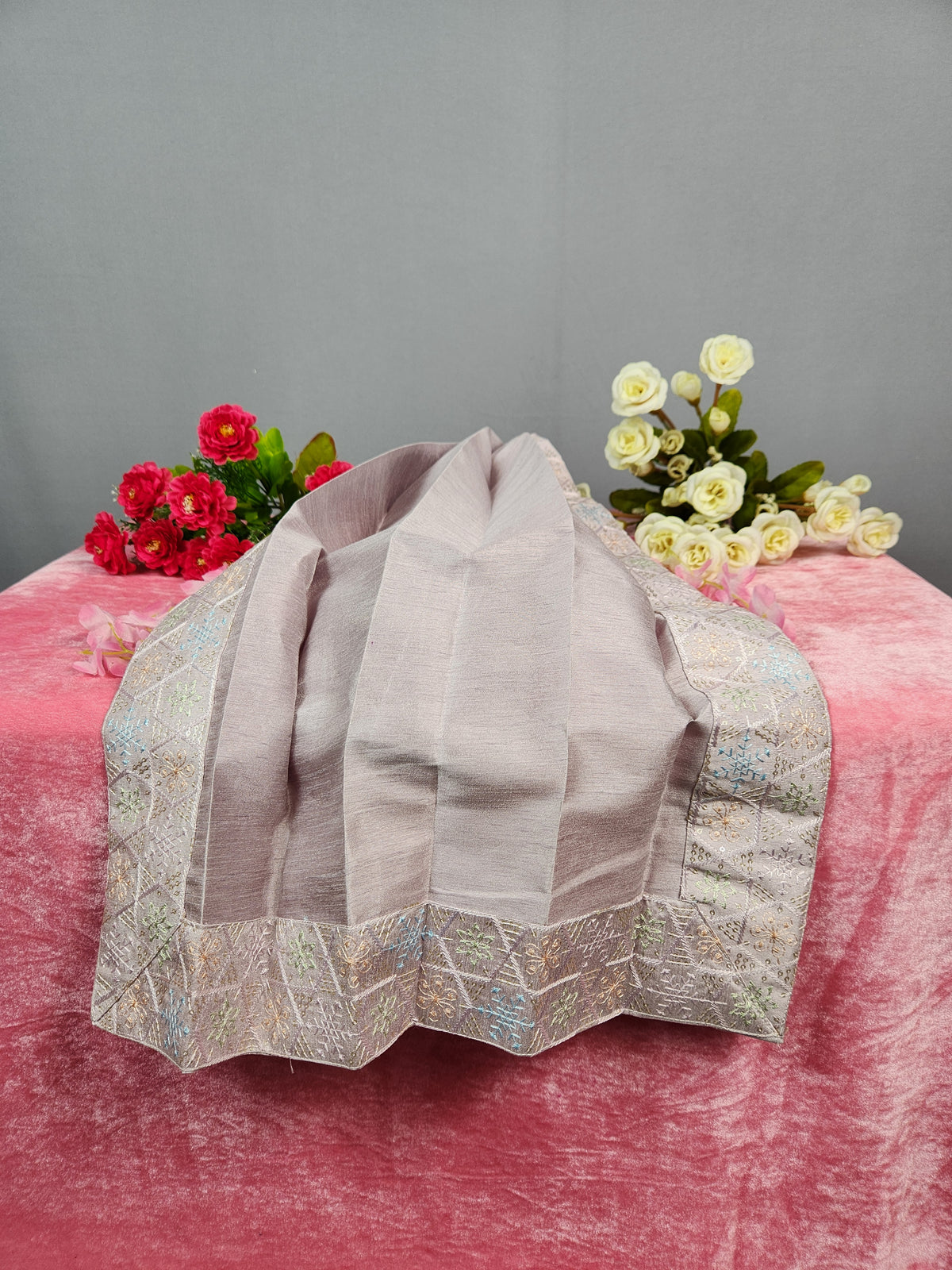 Lavender Groom Shawl - Multi Color Embroidery Sequin Stole